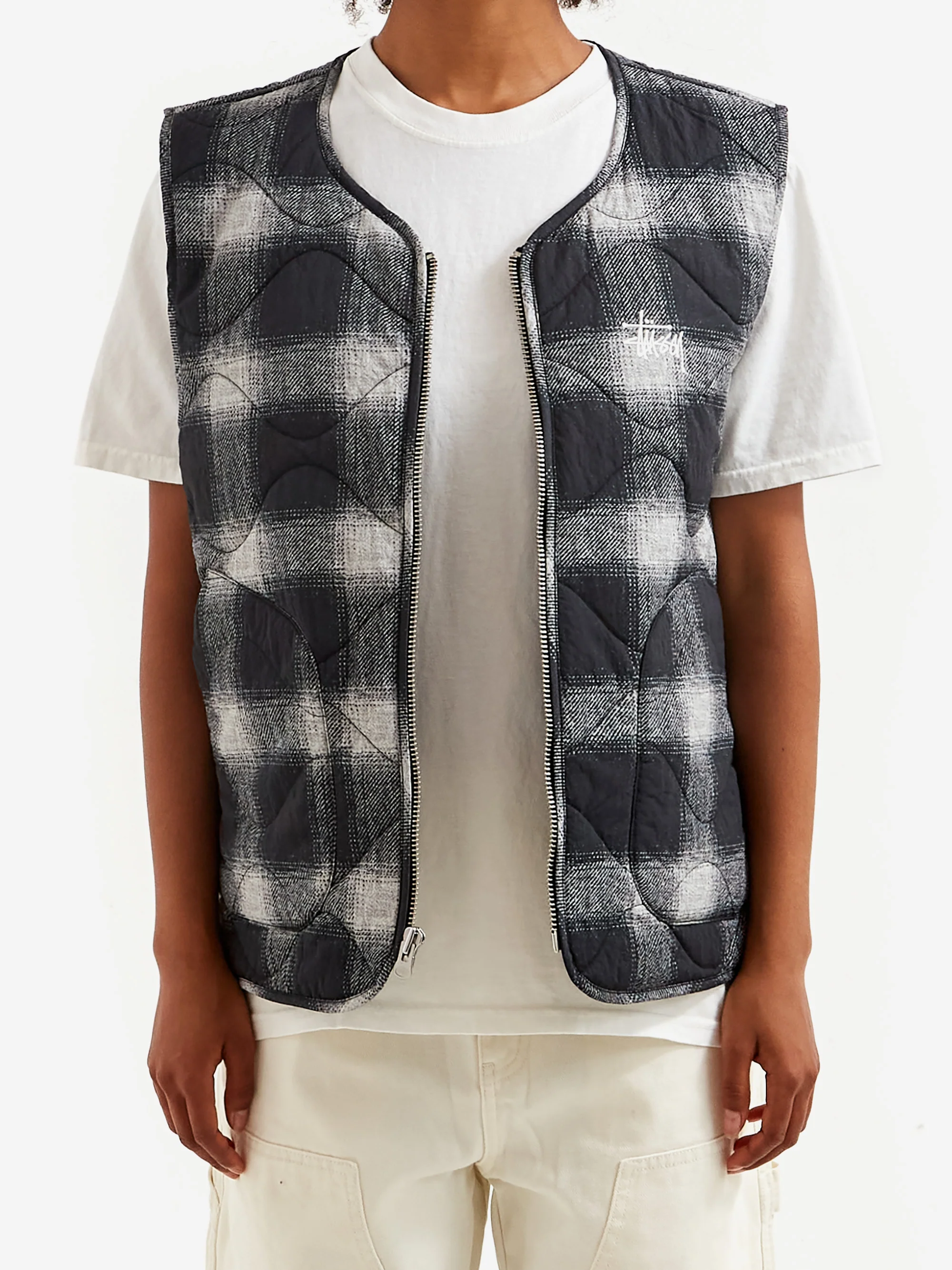 Stussy Plaid Nylon Liner Vest W - Black - Image 3