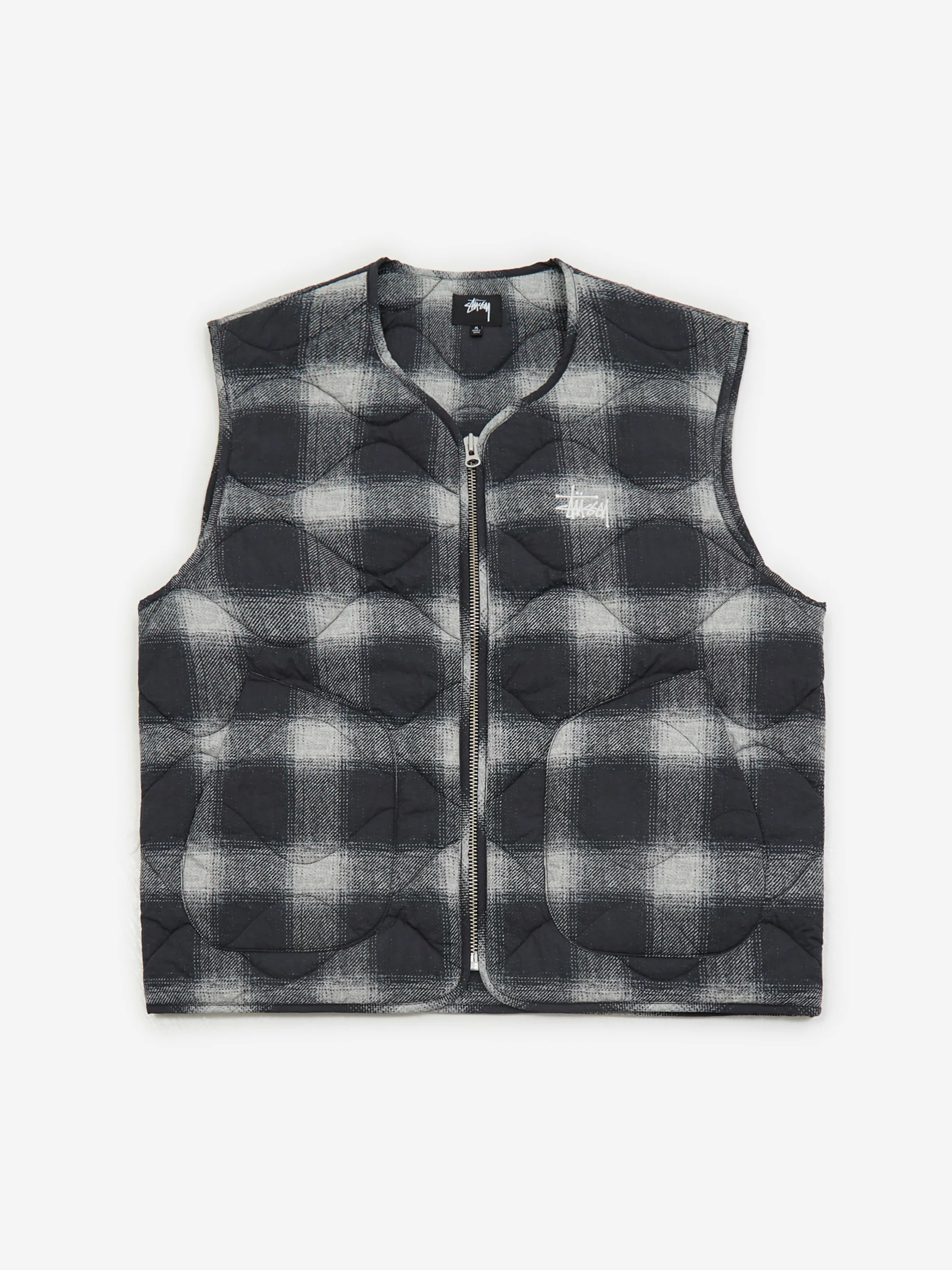 Stussy Plaid Nylon Liner Vest W - Black - Image 4
