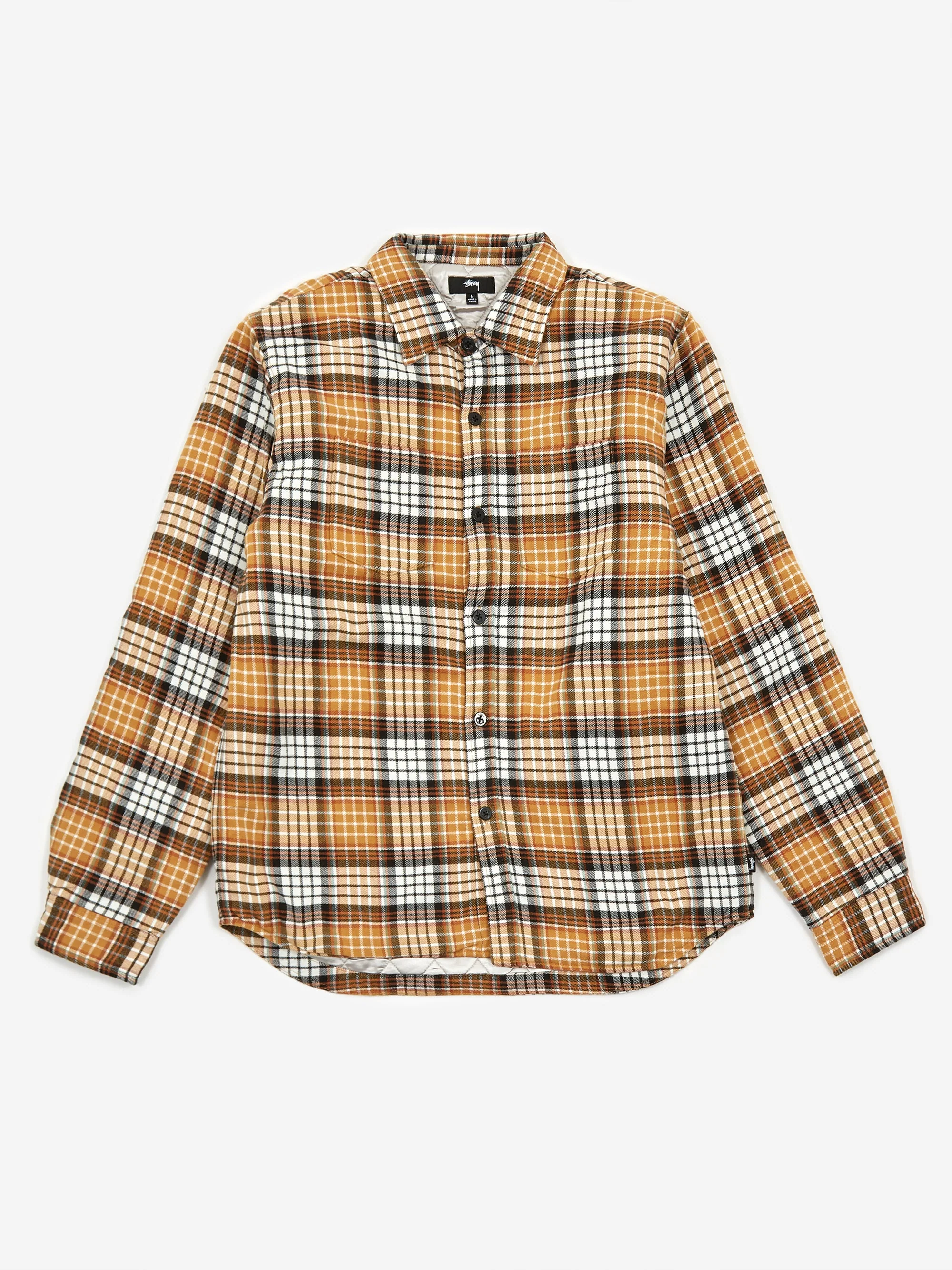 Stussy Quilted Lined Plaid Longsleeve Shirt - Copper - Image 2