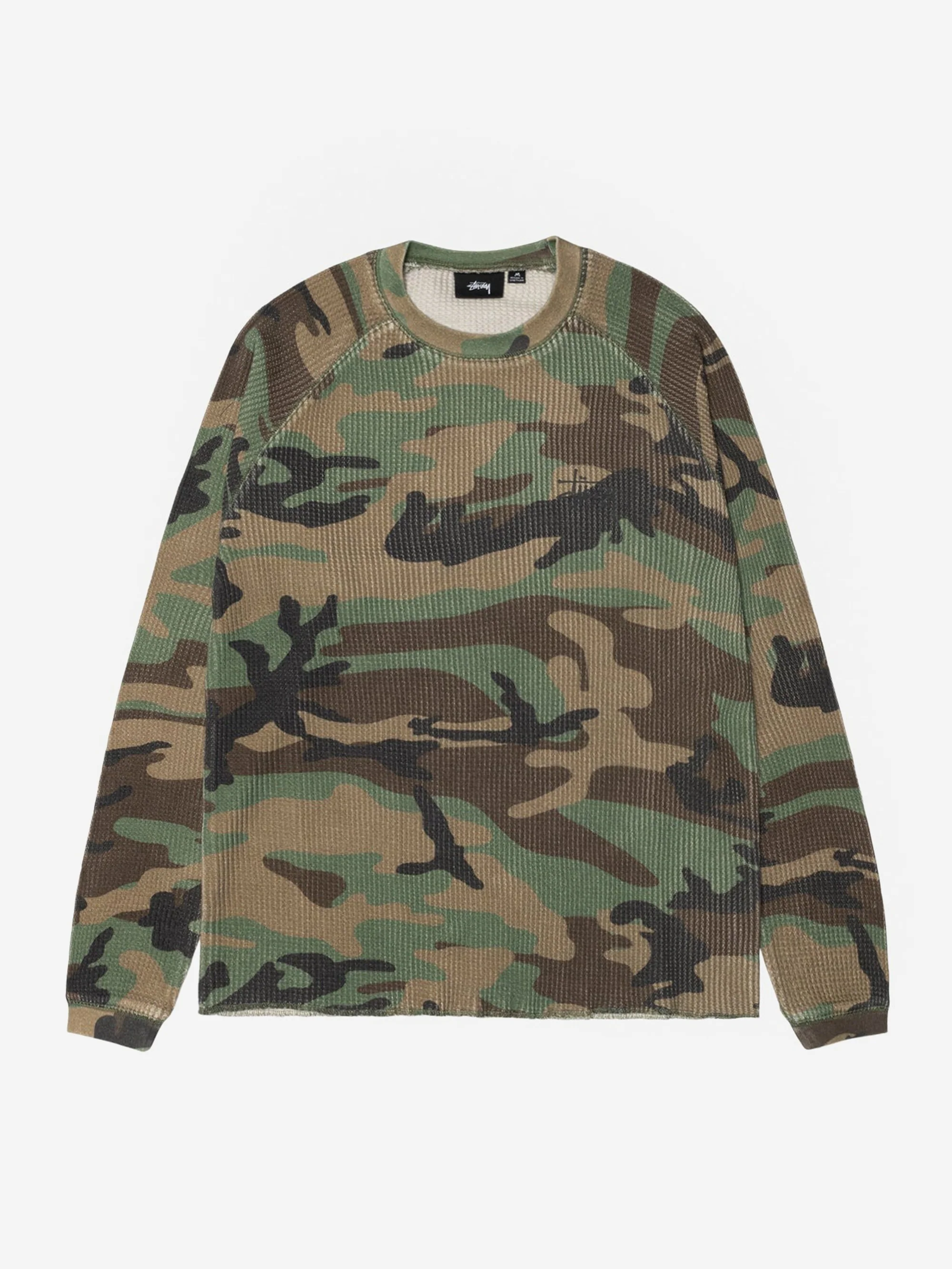 Stussy Raglan Thermal Basic Stock - Woodland Camo