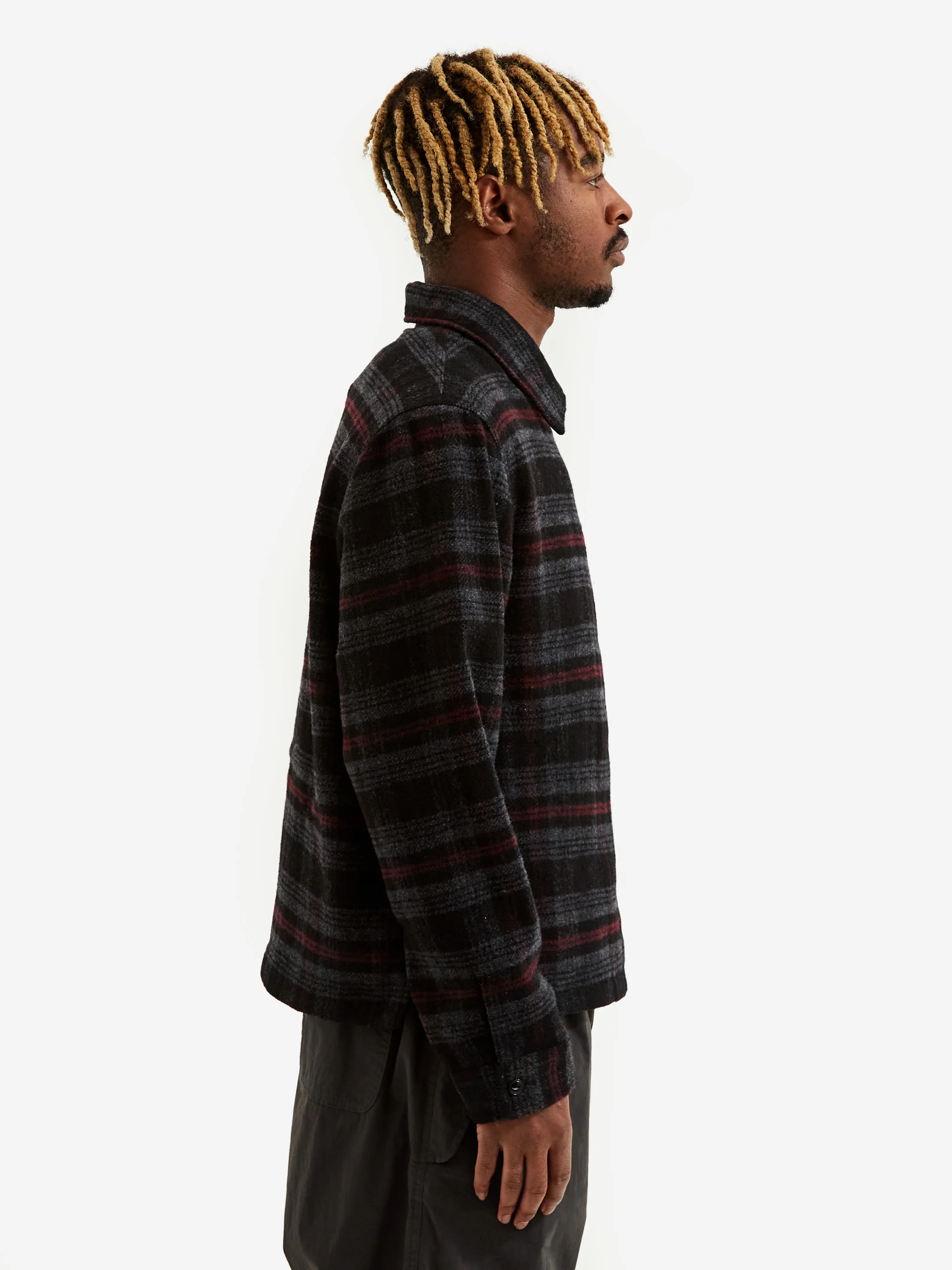 Stussy Reed Wool Plaid Zip Shirt - Black - Image 9