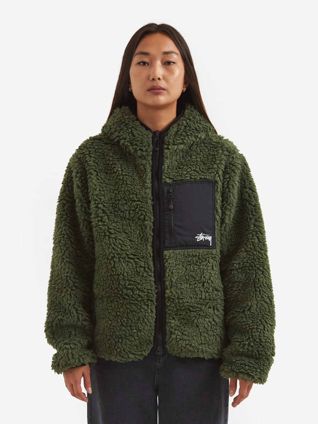 Stussy Sherpa Jacket W - Olive - Image 3