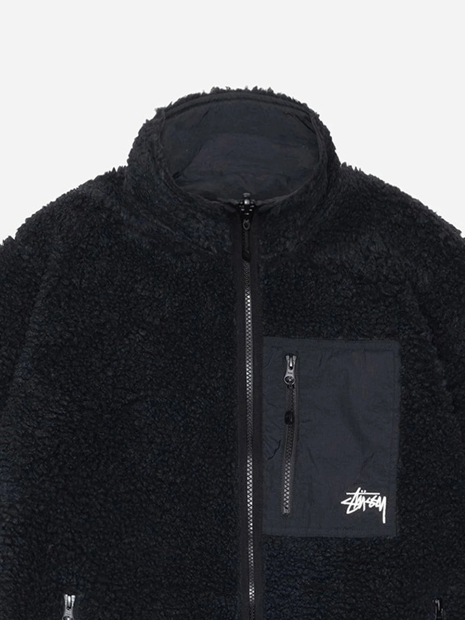 Stussy Sherpa Reversible Jacket - Black - Image 2