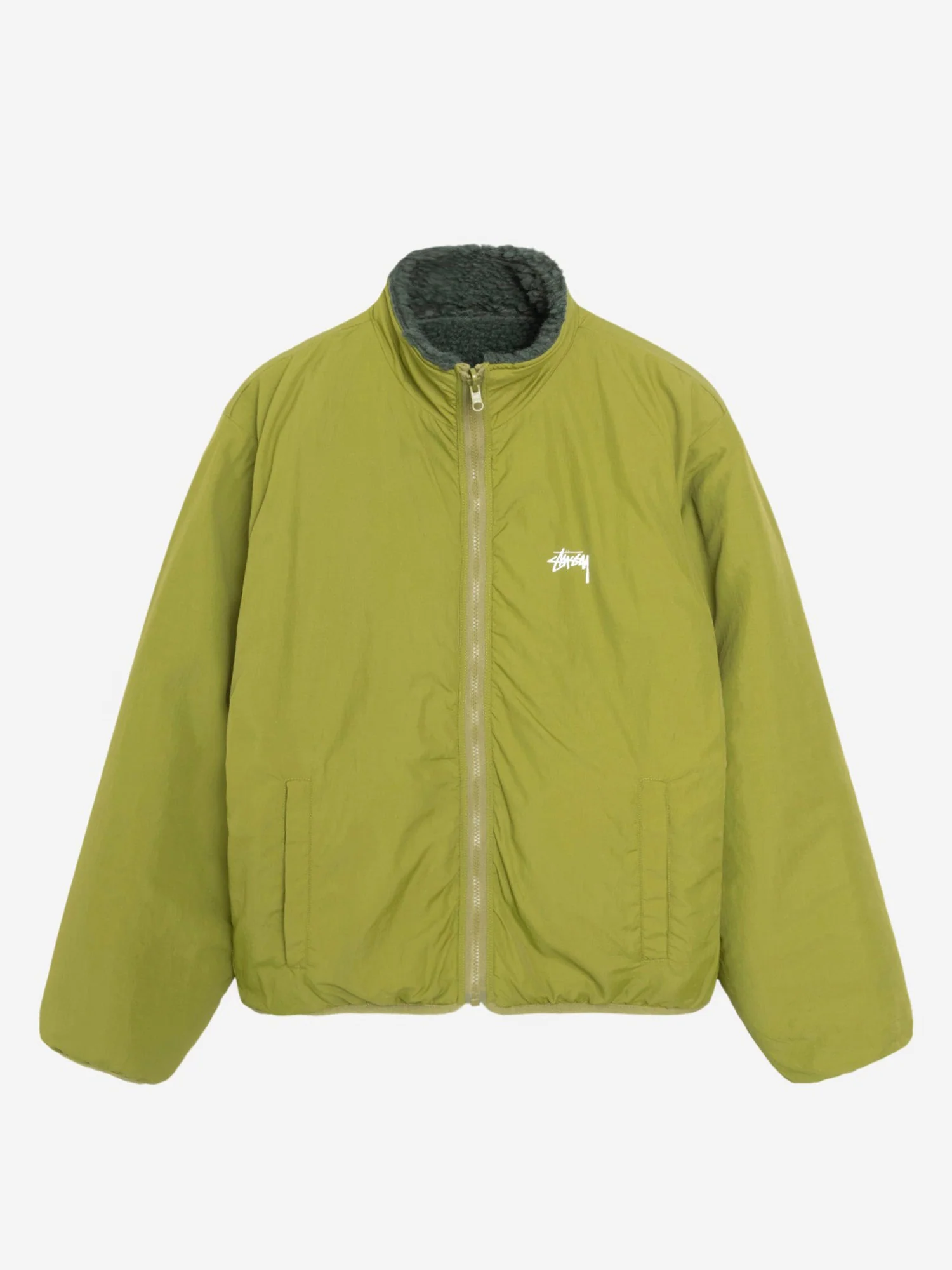 Stussy Sherpa Reversible Jacket - Dark Green - Image 4