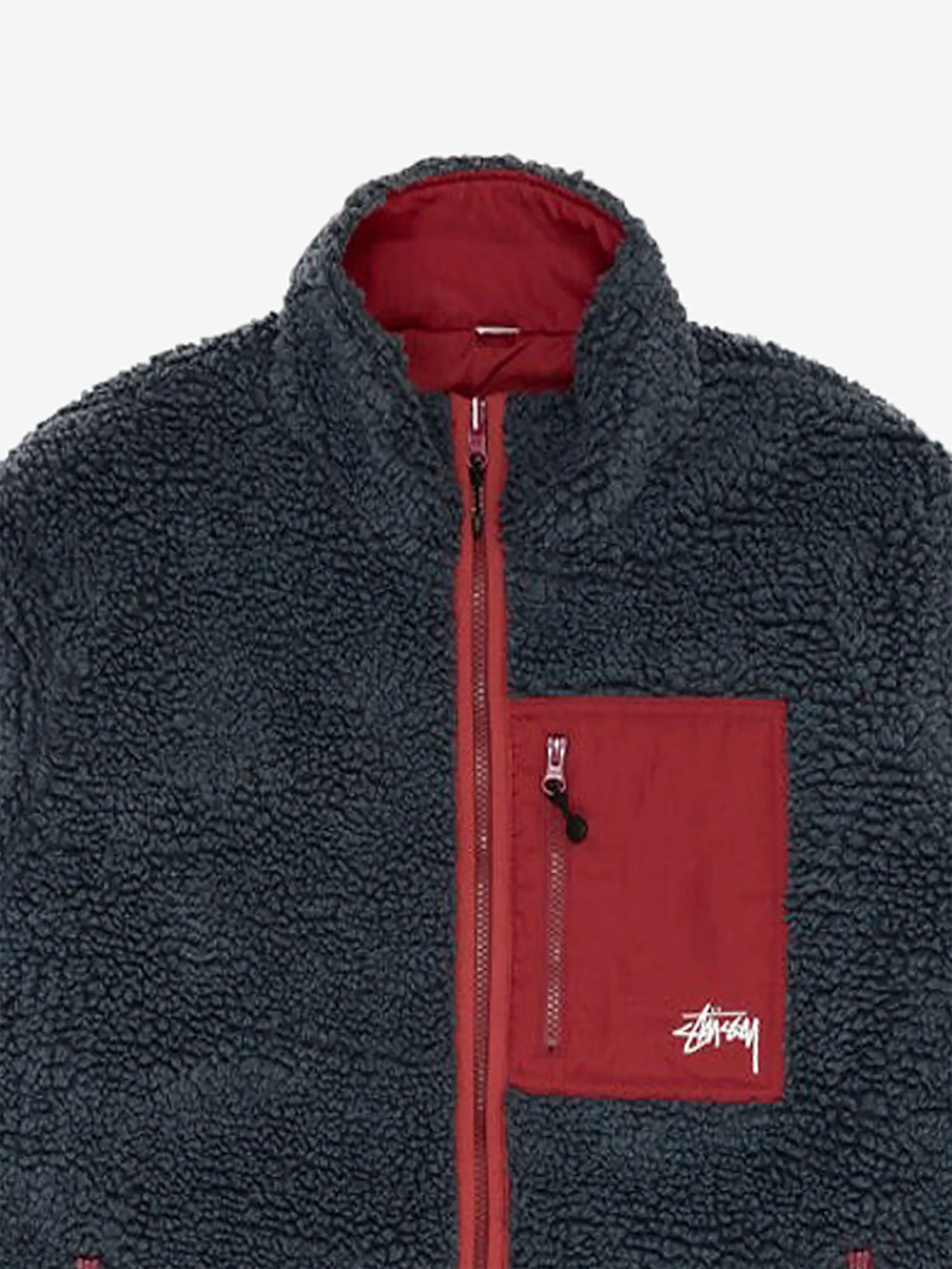 Stussy Sherpa Reversible Jacket - Smoke - Image 2