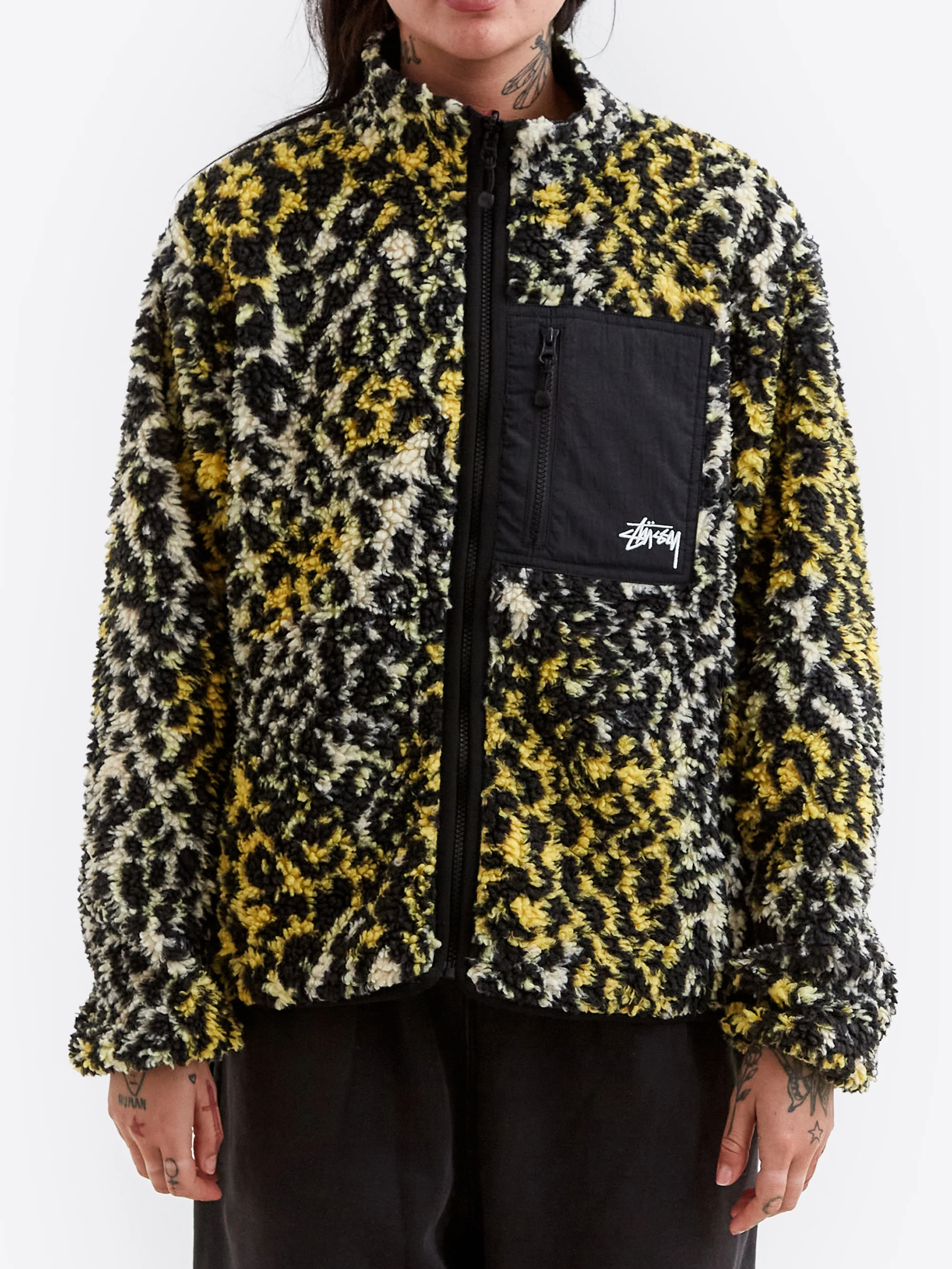 Stussy Sherpa Reversible Jacket W - Yellow Leopard