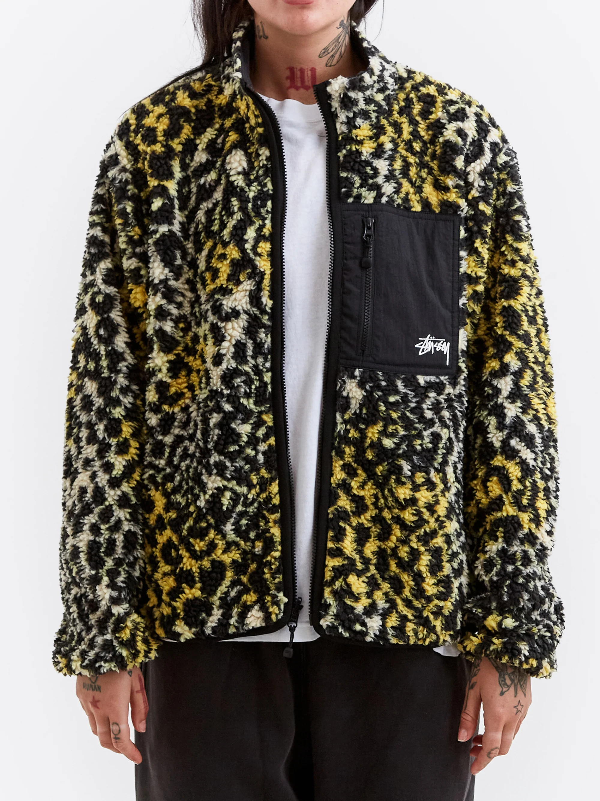 Stussy Sherpa Reversible Jacket W - Yellow Leopard - Image 3