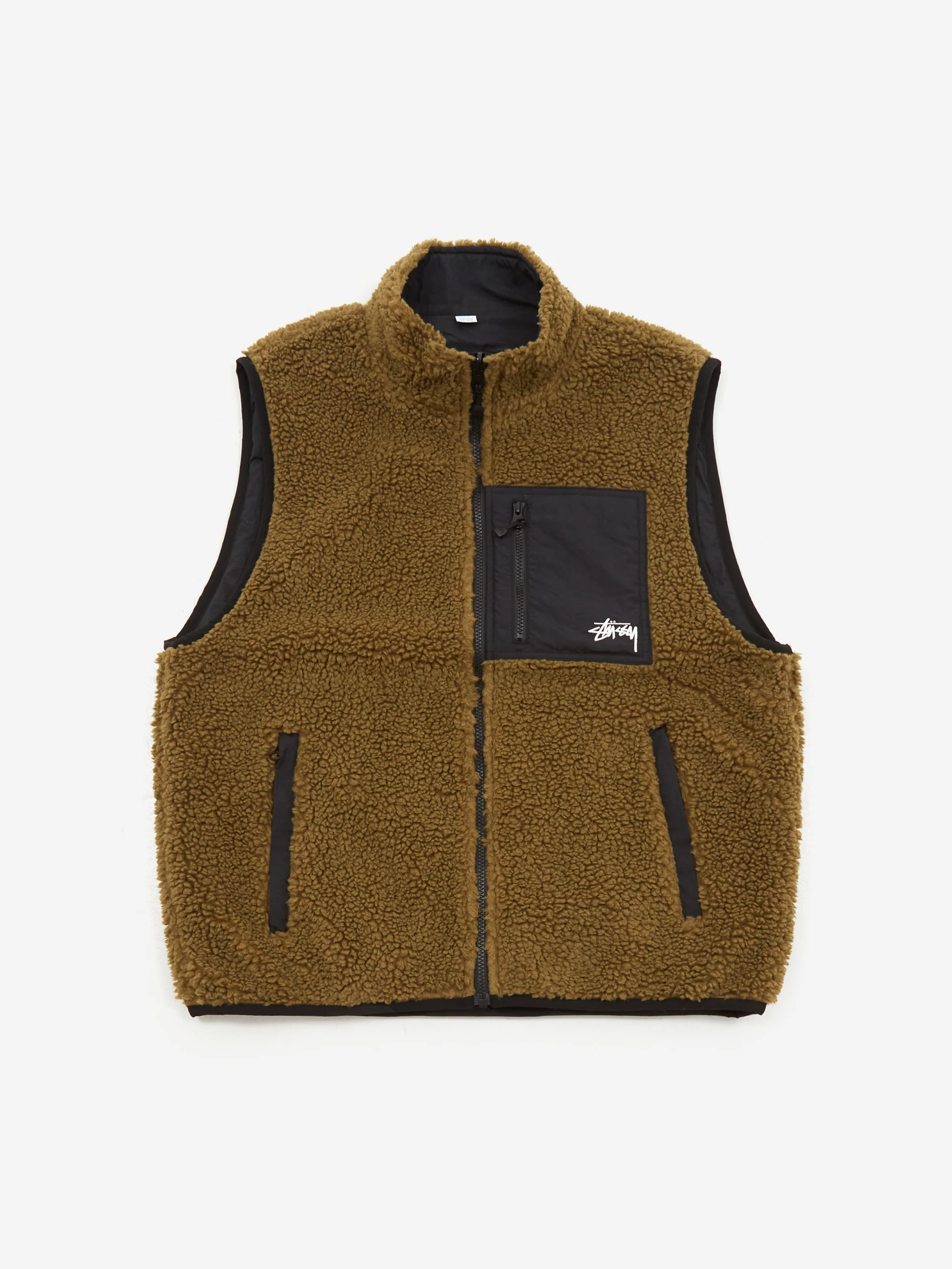 Stussy Sherpa Reversible Vest - Olive