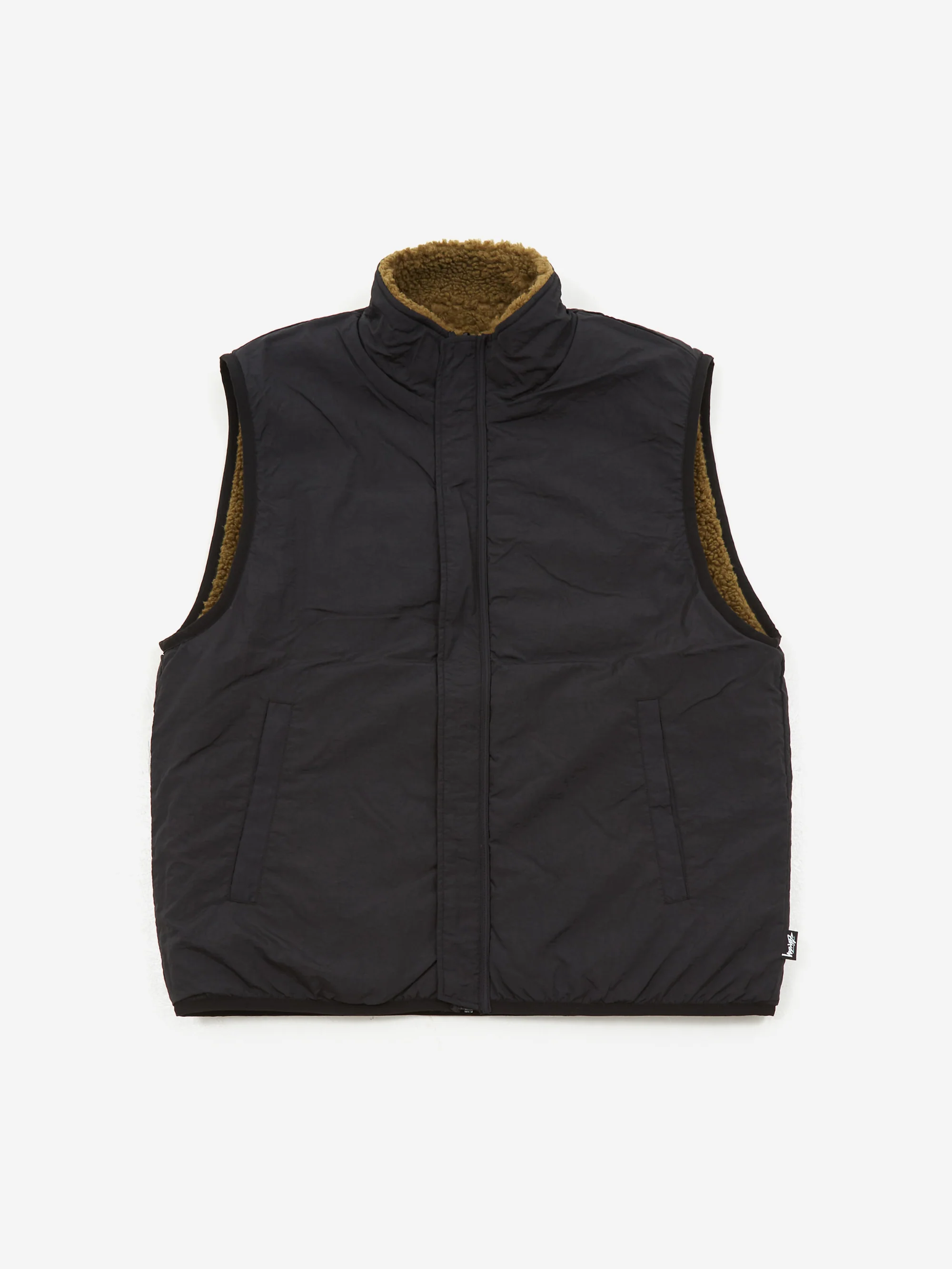 Stussy Sherpa Reversible Vest - Olive - Image 3