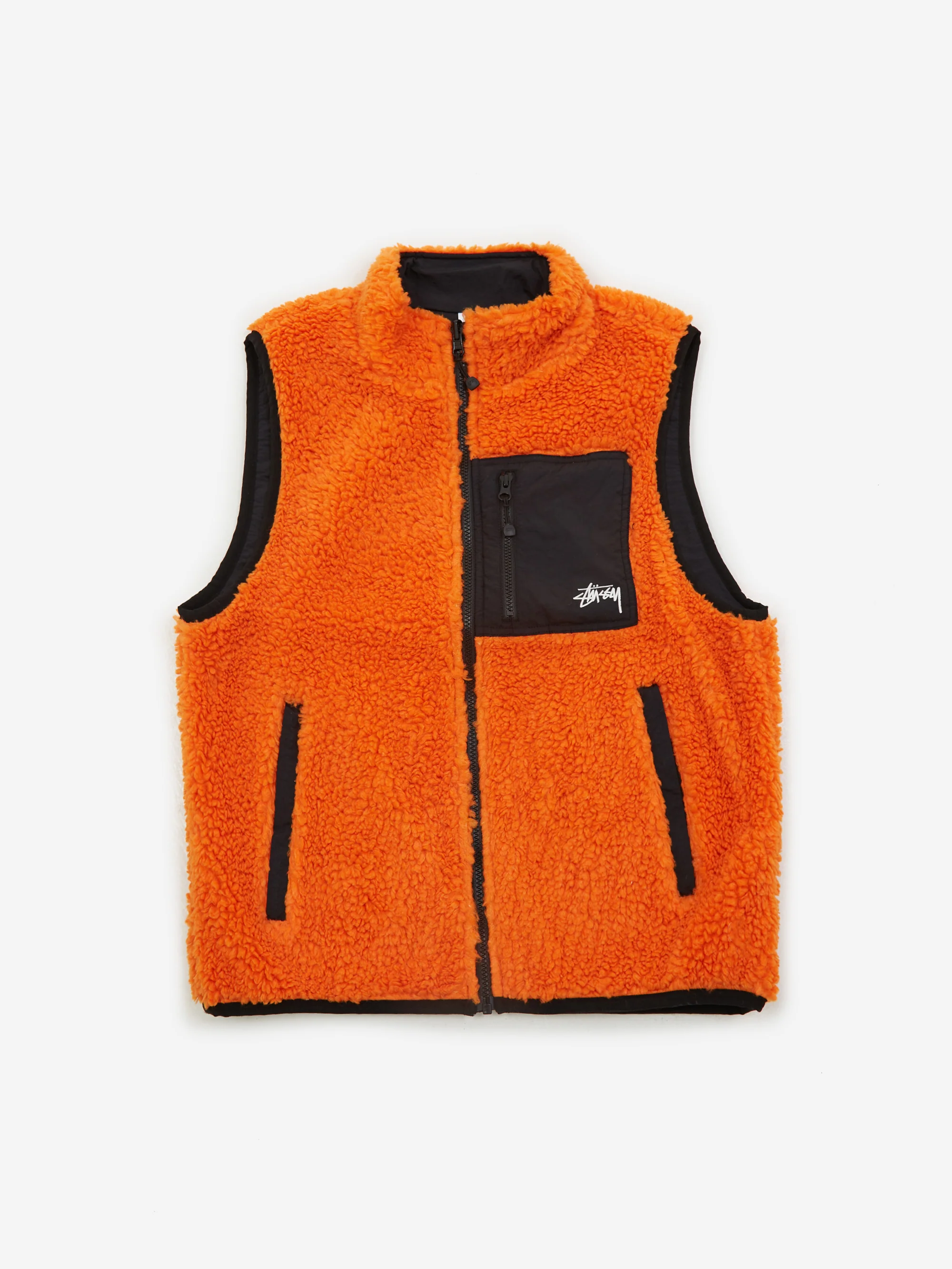Stussy Sherpa Reversible Vest - Tangerine