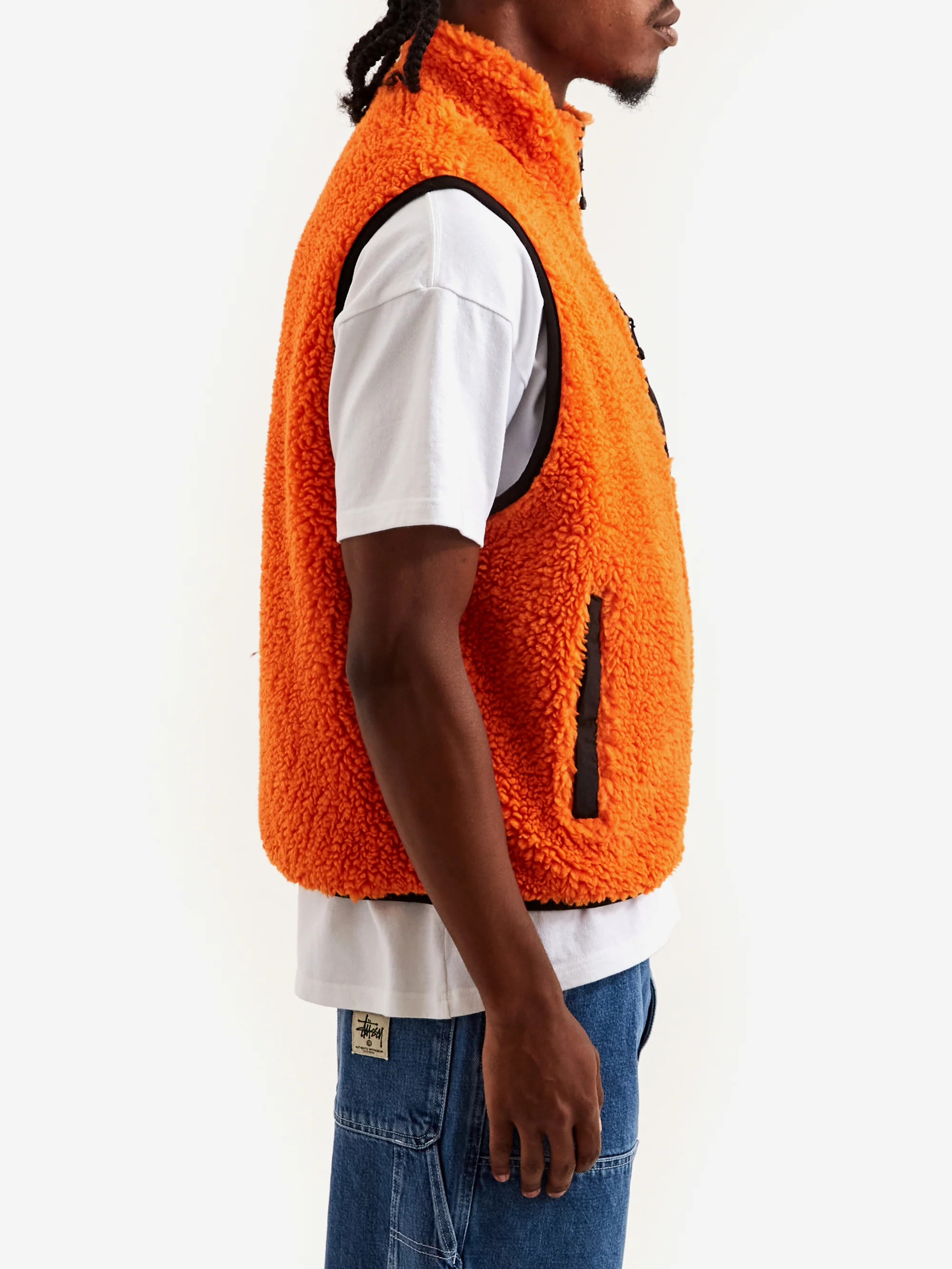 Stussy Sherpa Reversible Vest - Tangerine - Image 10