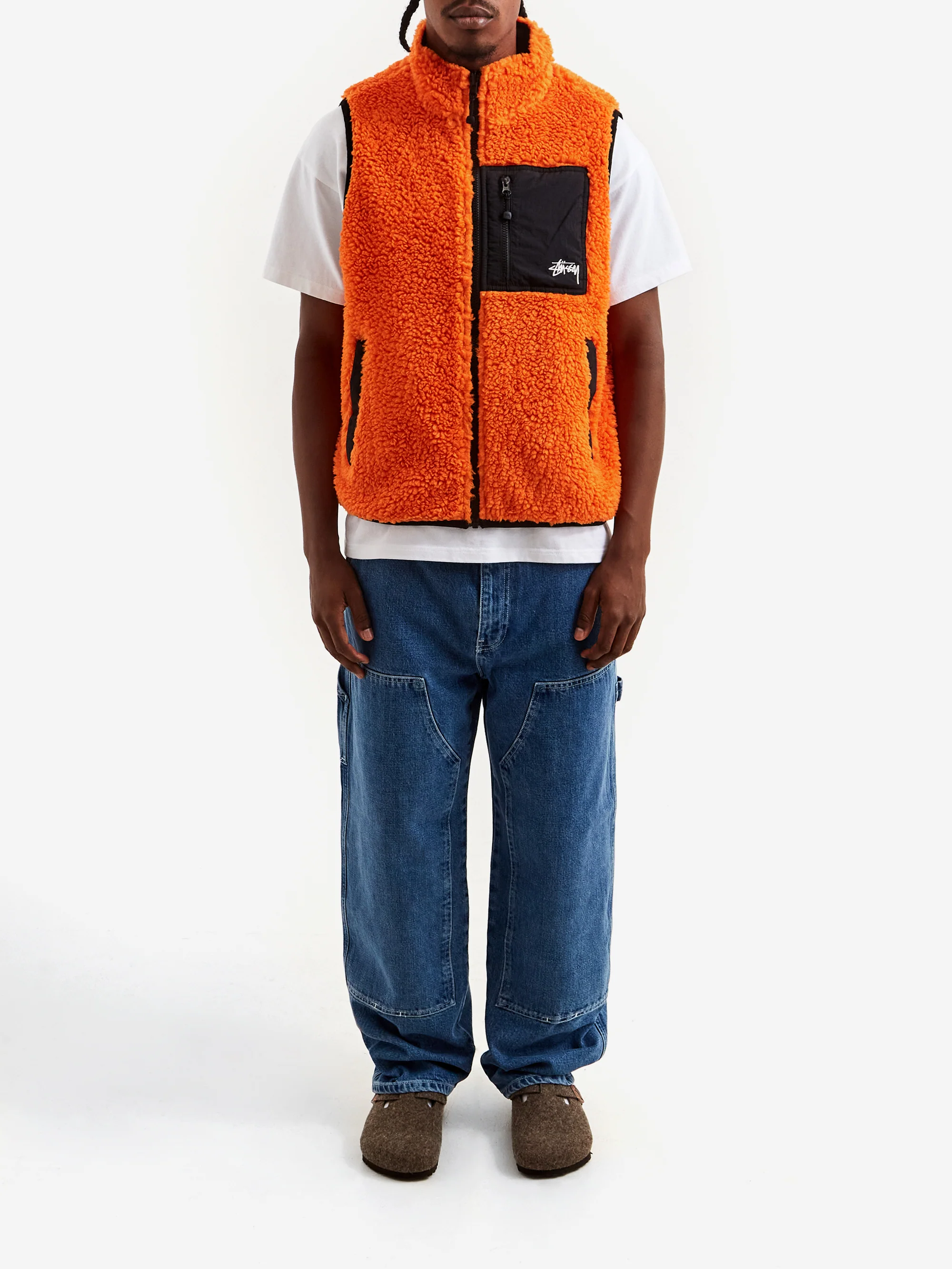 Stussy Sherpa Reversible Vest - Tangerine - Image 12