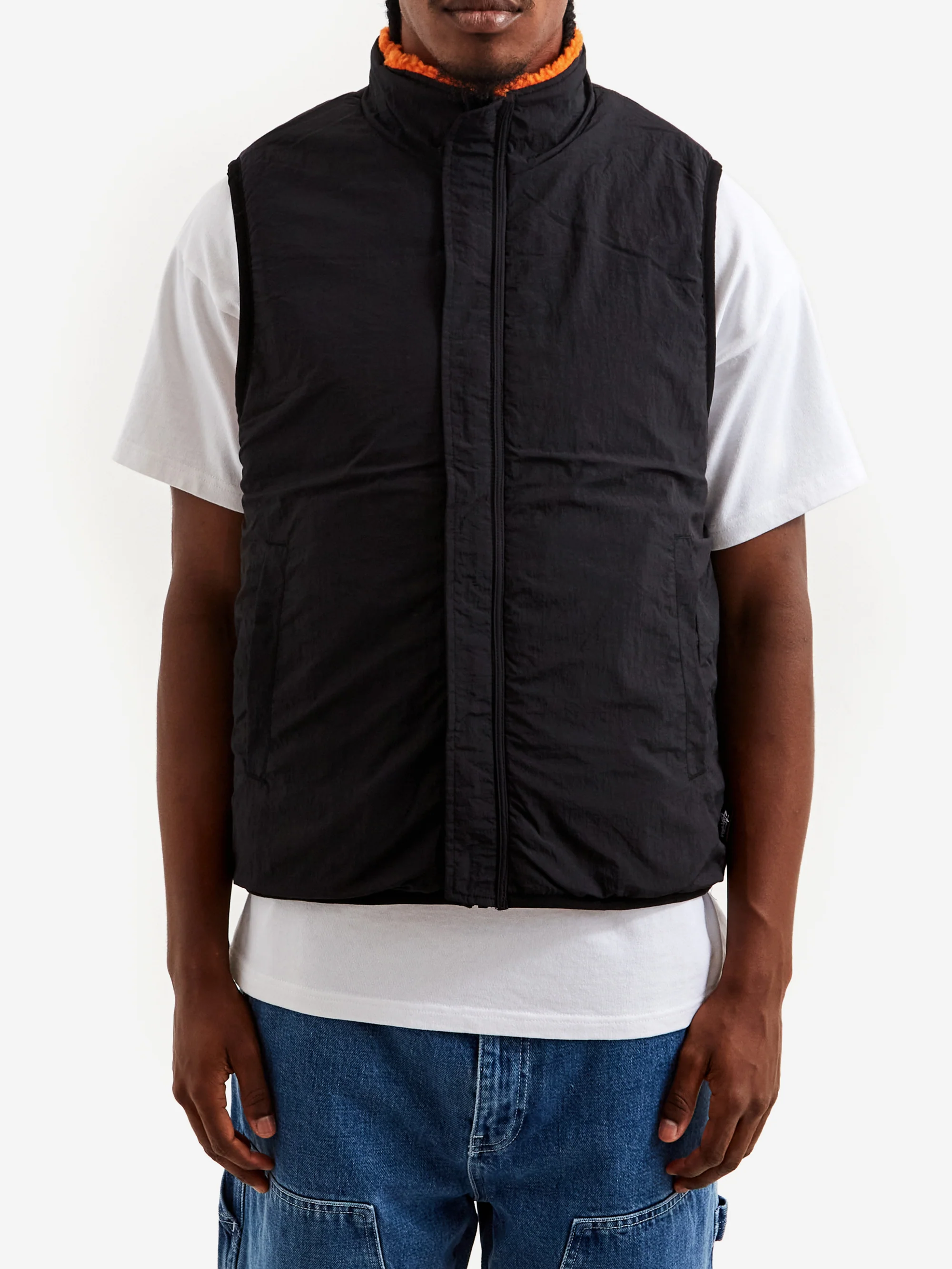 Stussy Sherpa Reversible Vest - Tangerine - Image 2