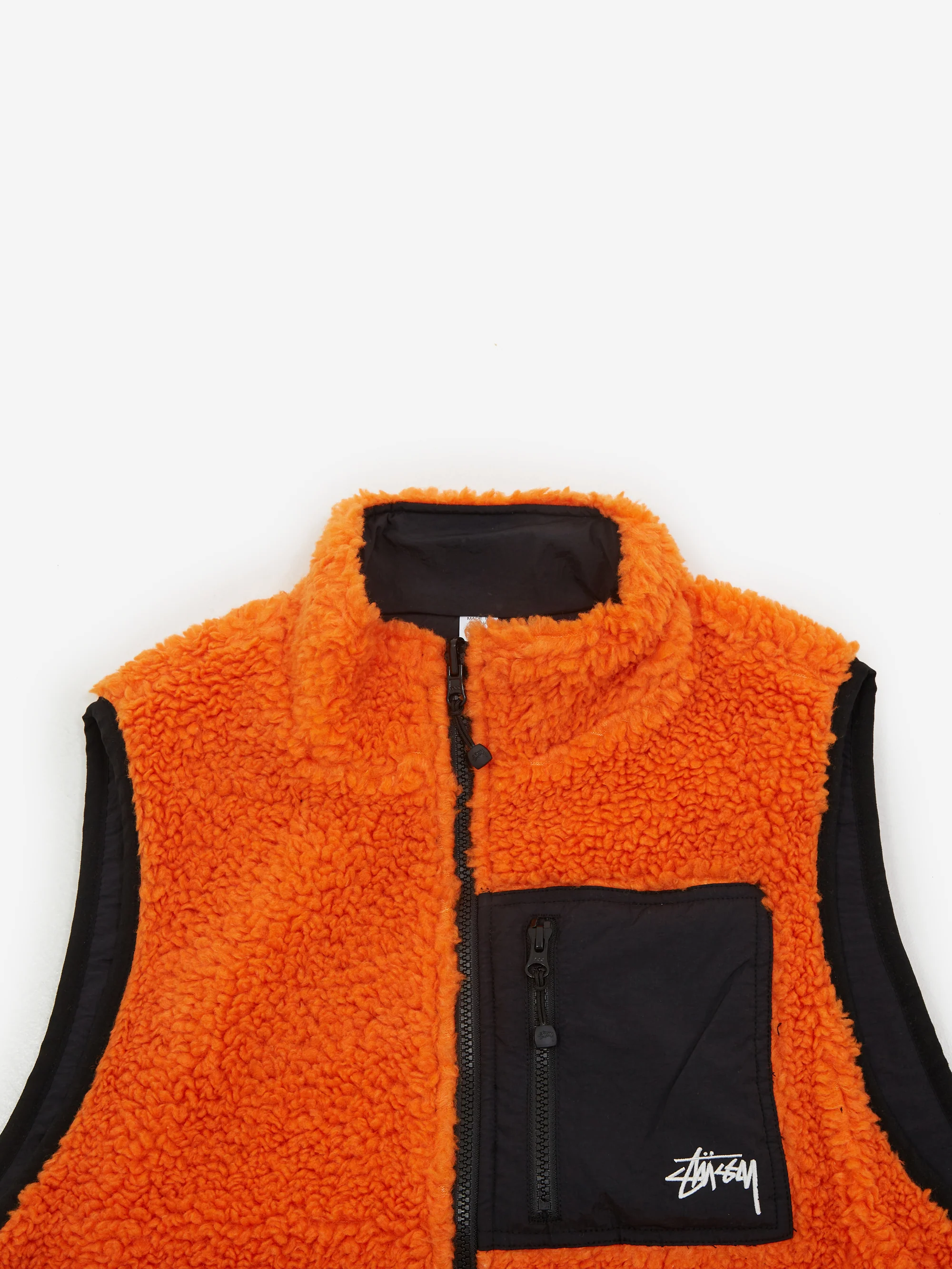 Stussy Sherpa Reversible Vest - Tangerine - Image 4