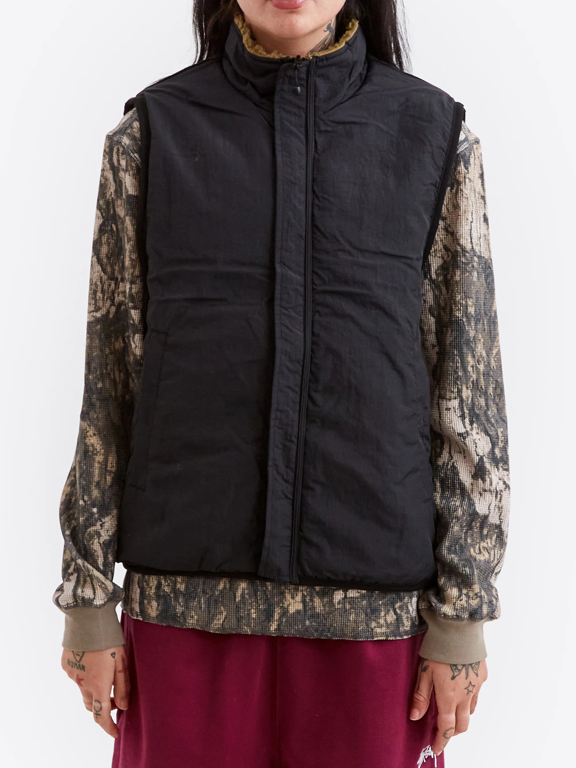 Stussy Sherpa Reversible Vest W - Olive - Image 2