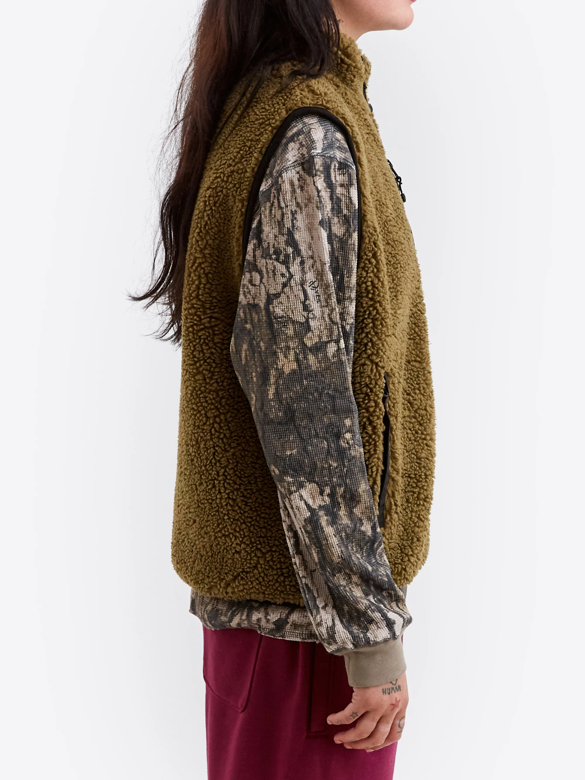 Stussy Sherpa Reversible Vest W - Olive - Image 4