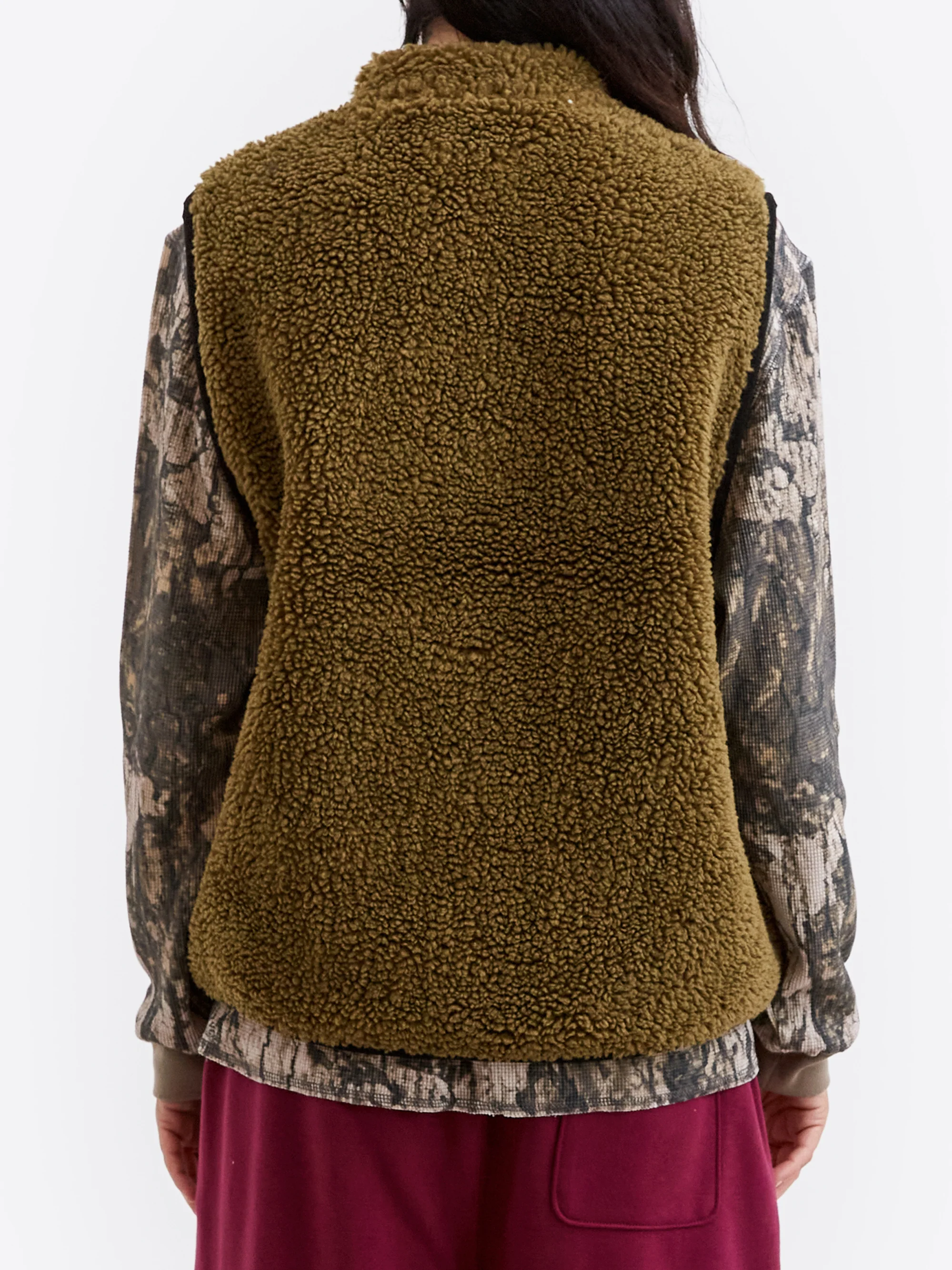 Stussy Sherpa Reversible Vest W - Olive - Image 5
