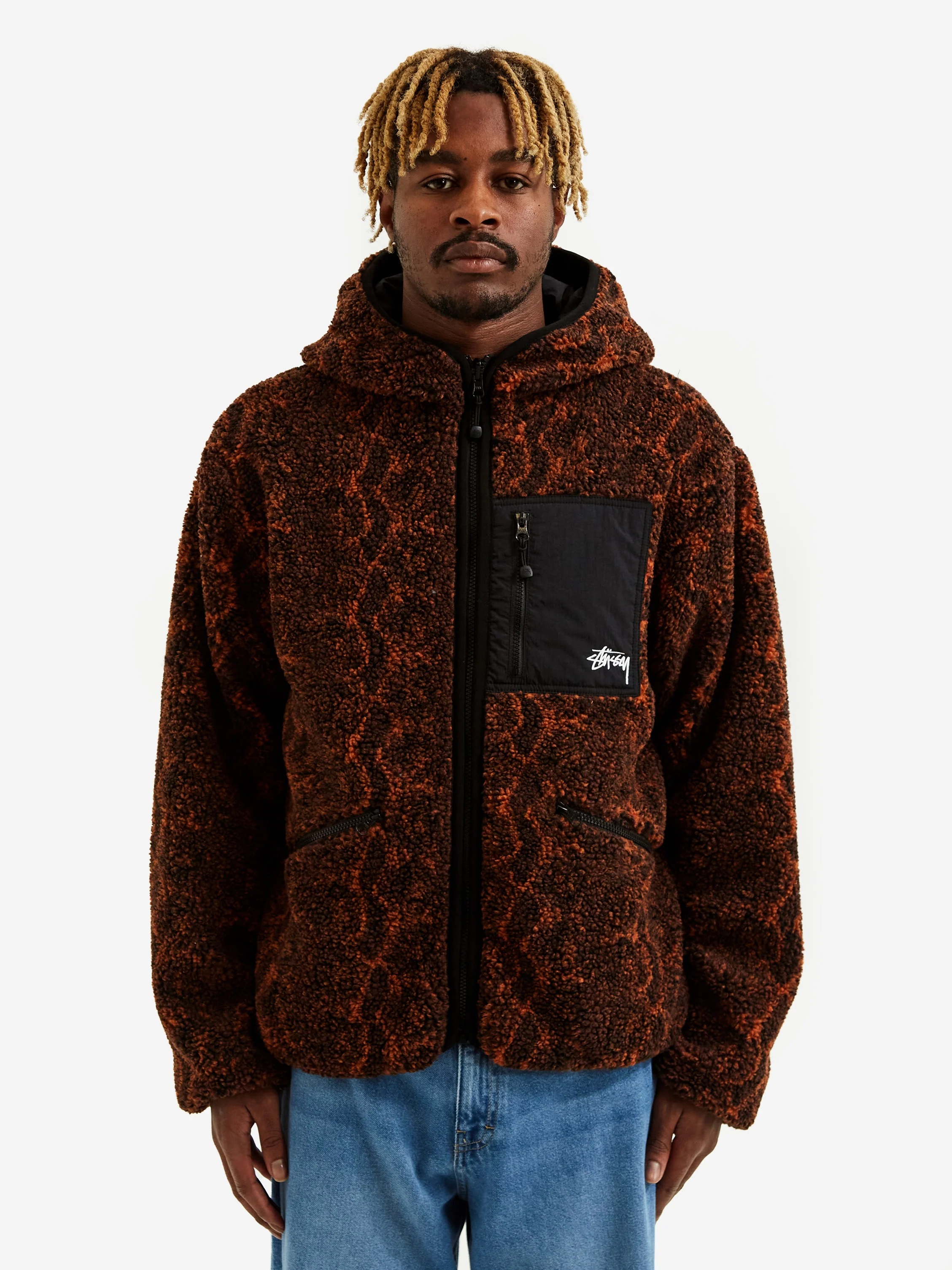 Stussy Snake Jacquard Sherpa Jacket - Brown - Image 12