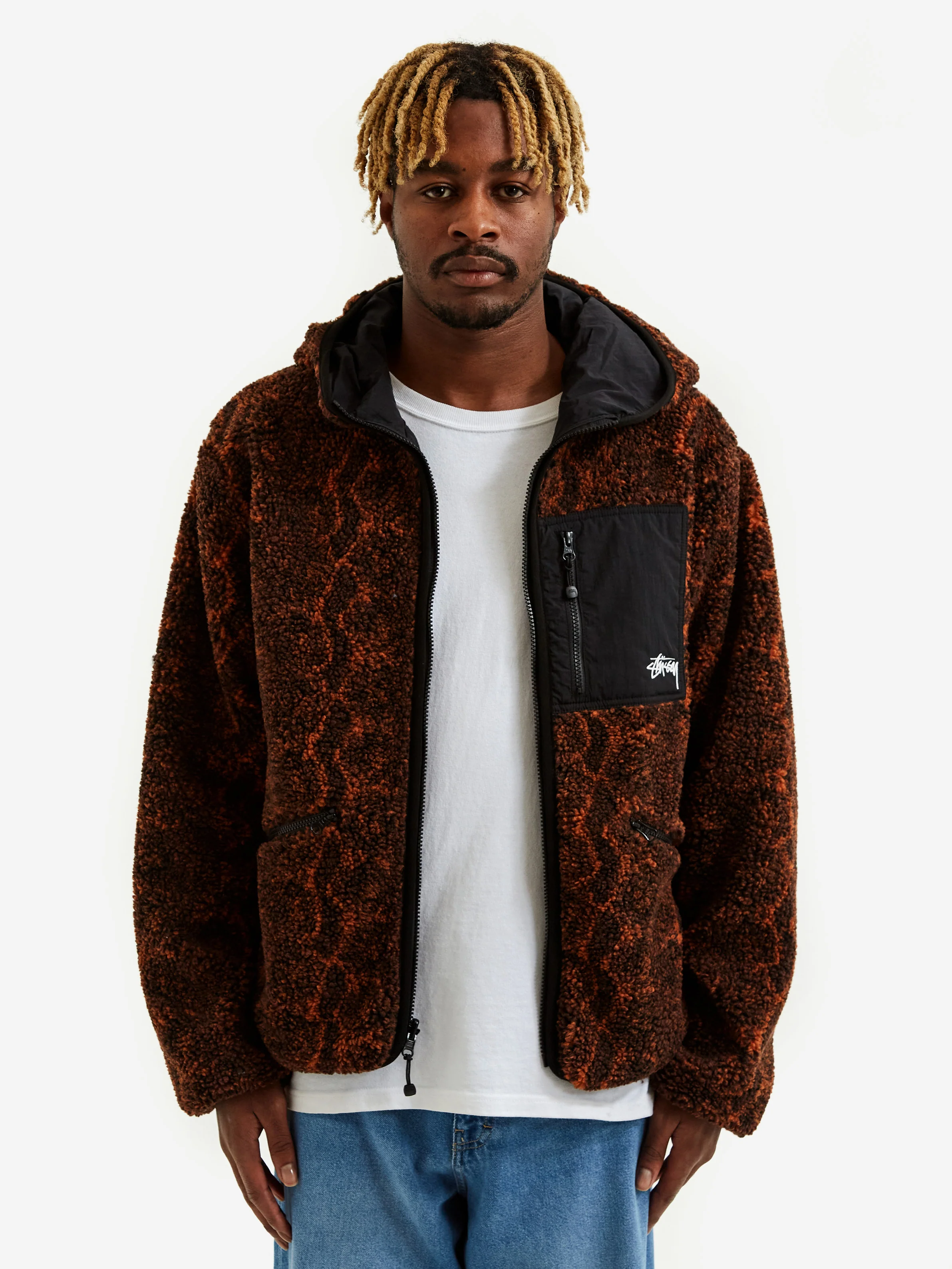 Stussy Snake Jacquard Sherpa Jacket - Brown - Image 14