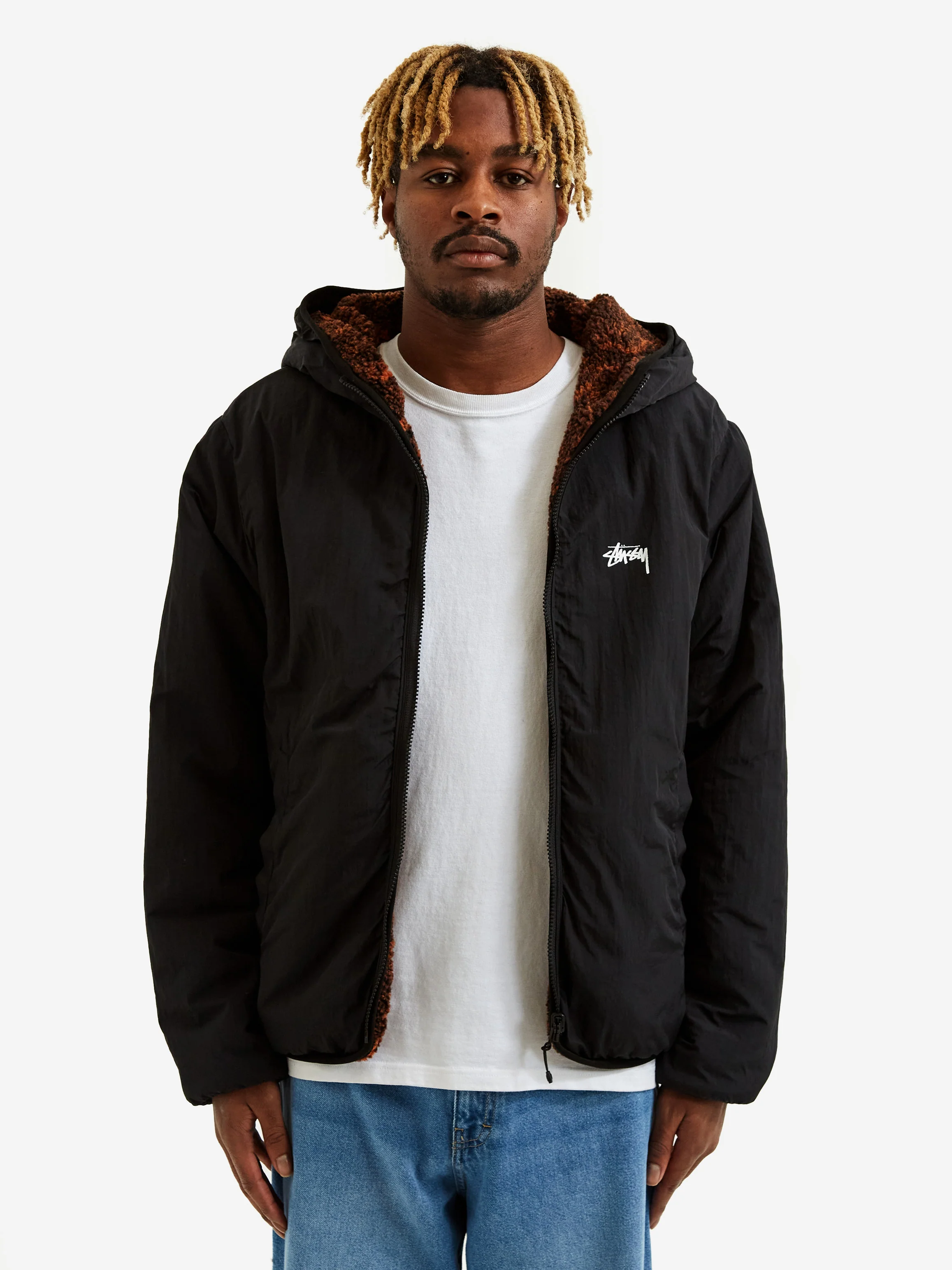 Stussy Snake Jacquard Sherpa Jacket - Brown - Image 17