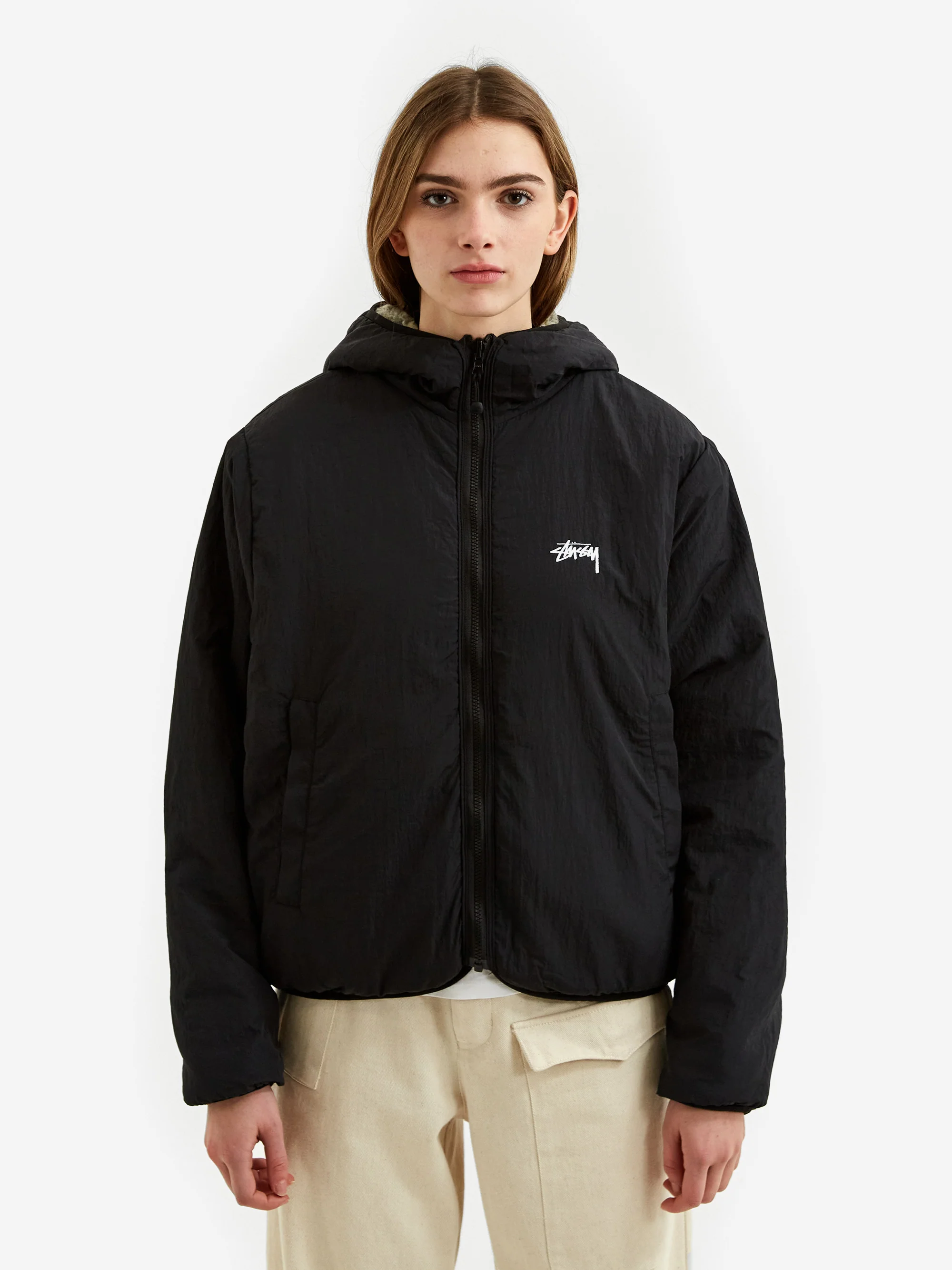 Stussy Snake Jacquard Sherpa Jacket W - Grey - Image 2