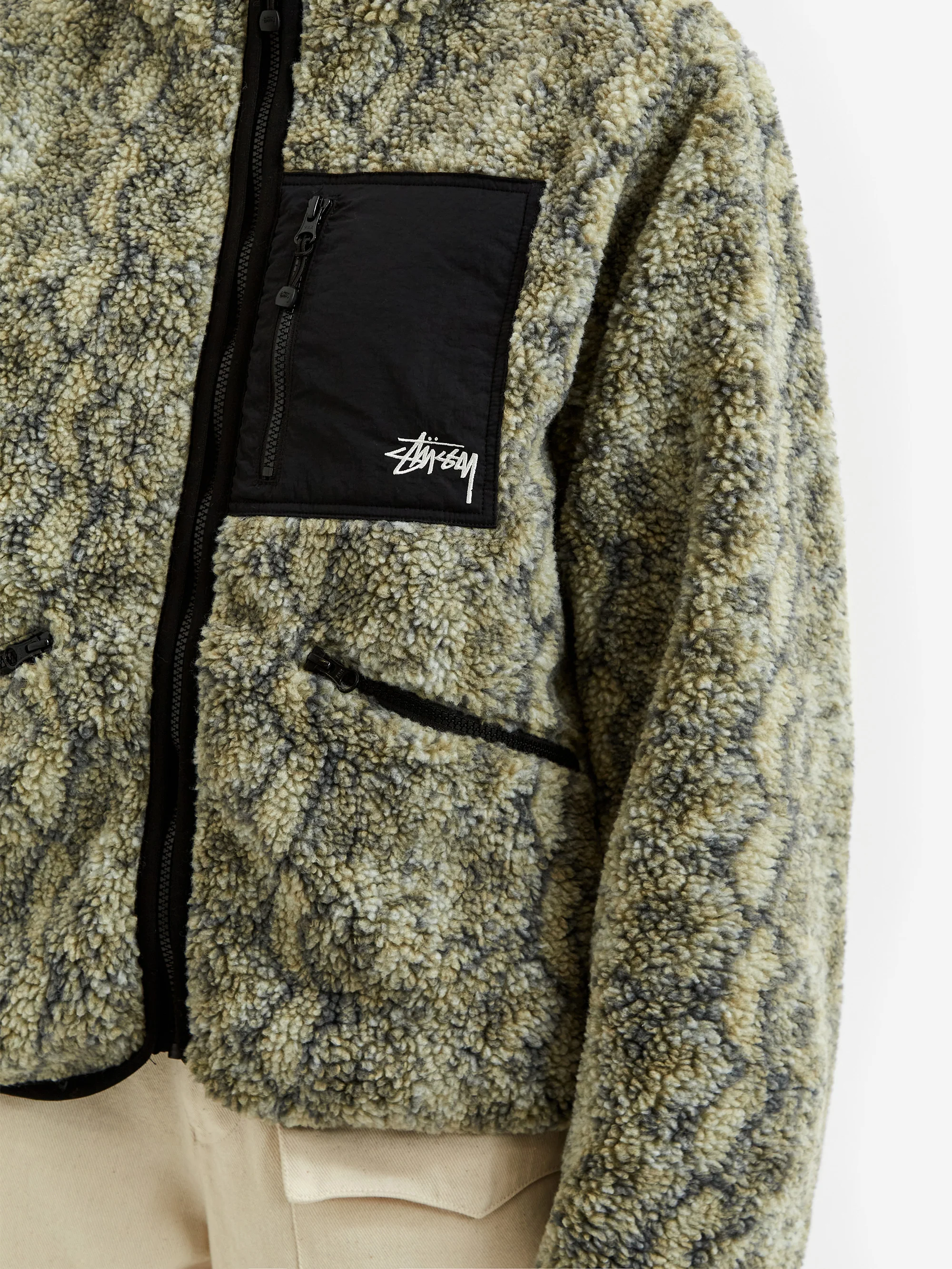 Stussy Snake Jacquard Sherpa Jacket W - Grey - Image 5