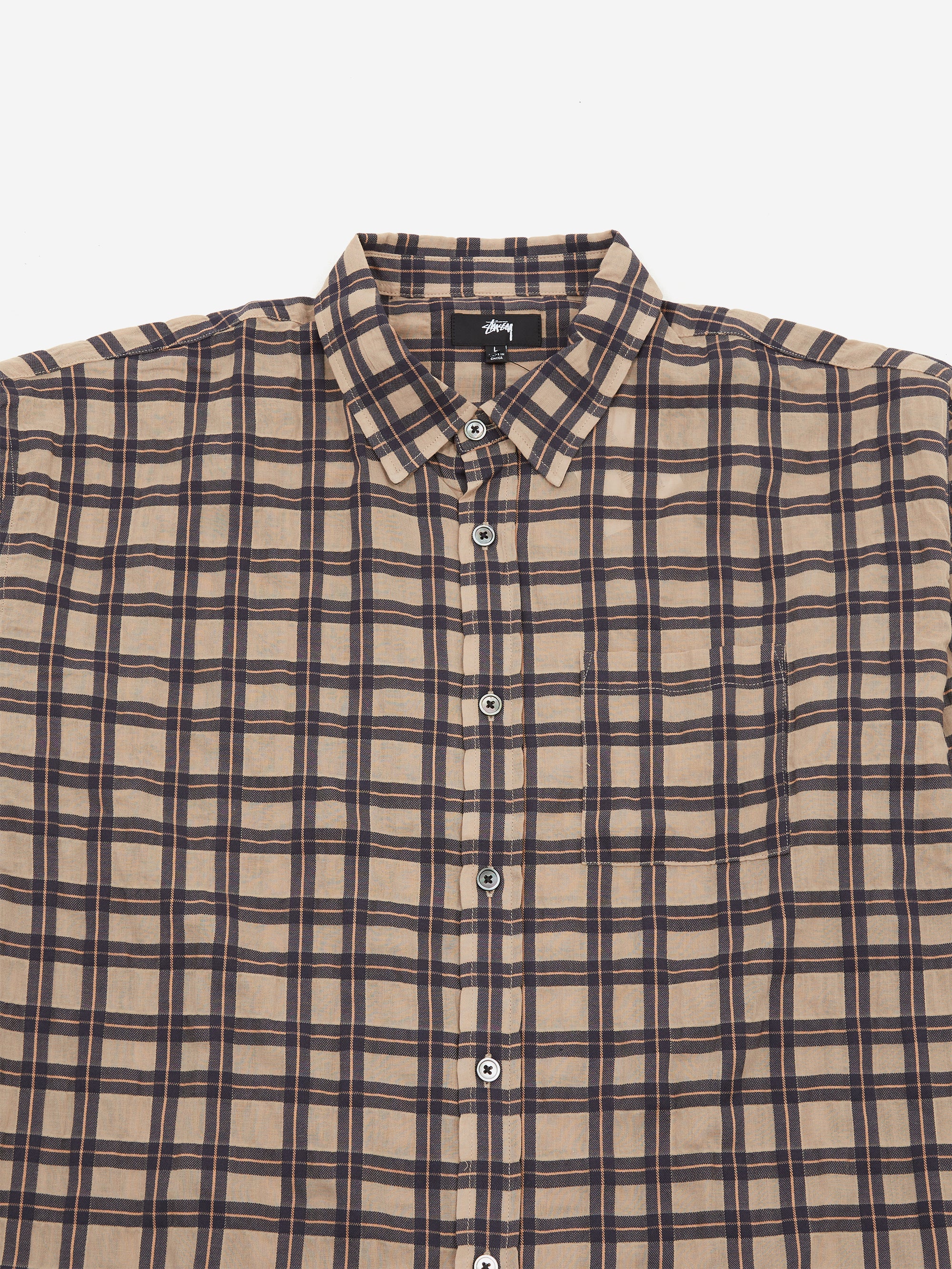 Stüssy Sonoma Plaid Long Sleeve Shirt - Tan - Image 2