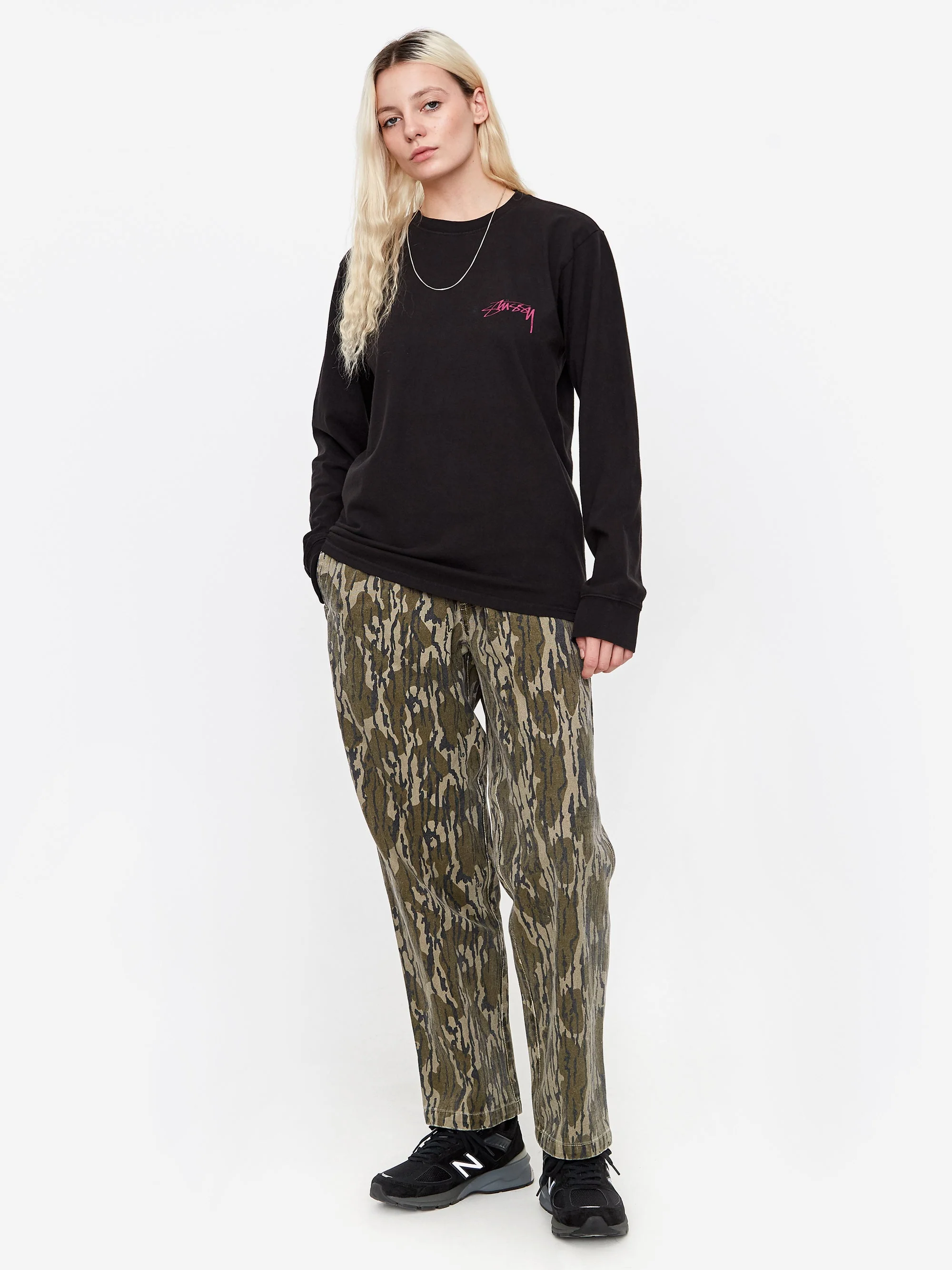 Stussy Sphinx Pigment Dyed Longsleeve T-Shirt - Black - Image 3