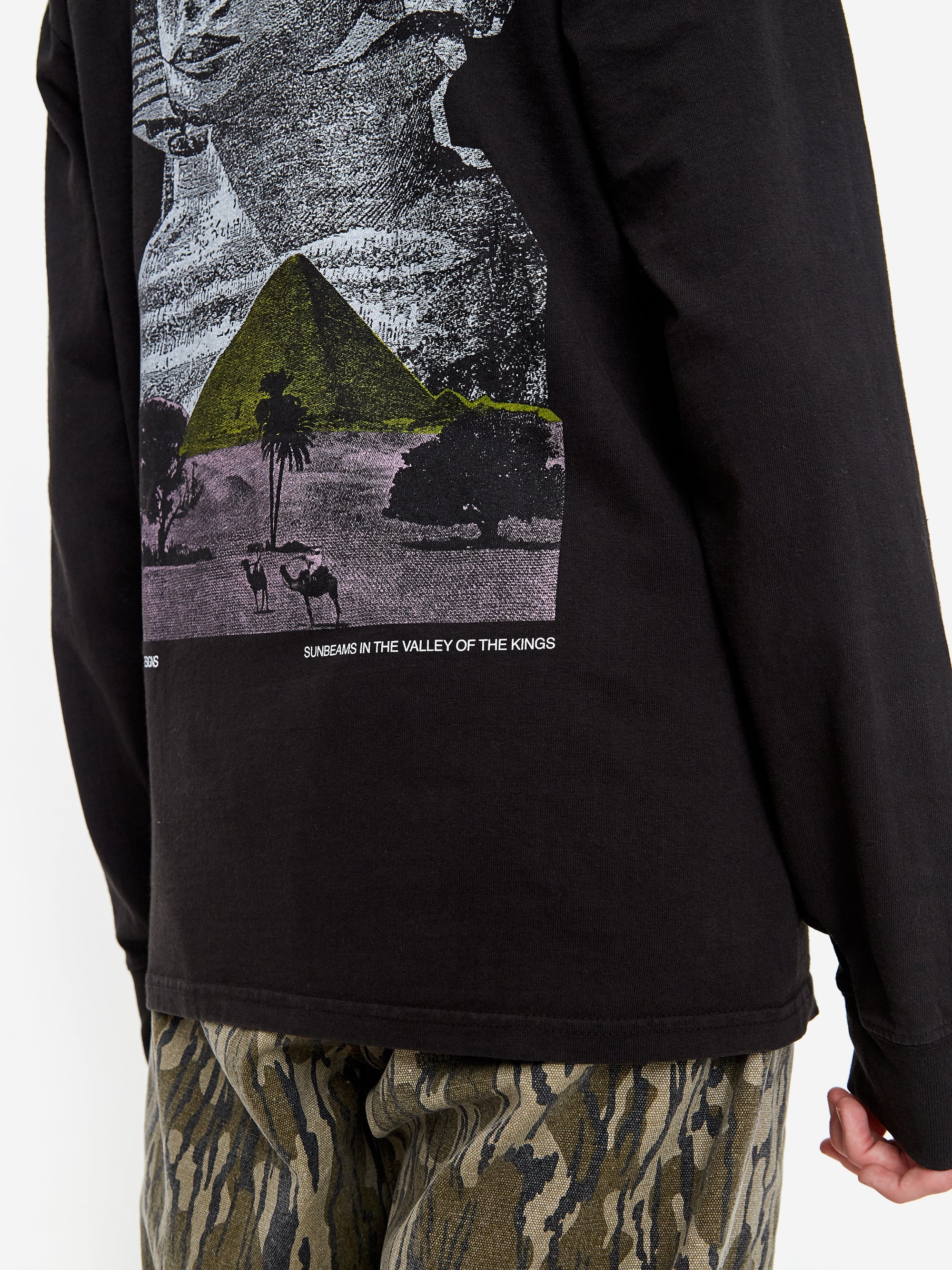 Stussy Sphinx Pigment Dyed Longsleeve T-Shirt - Black - Image 5