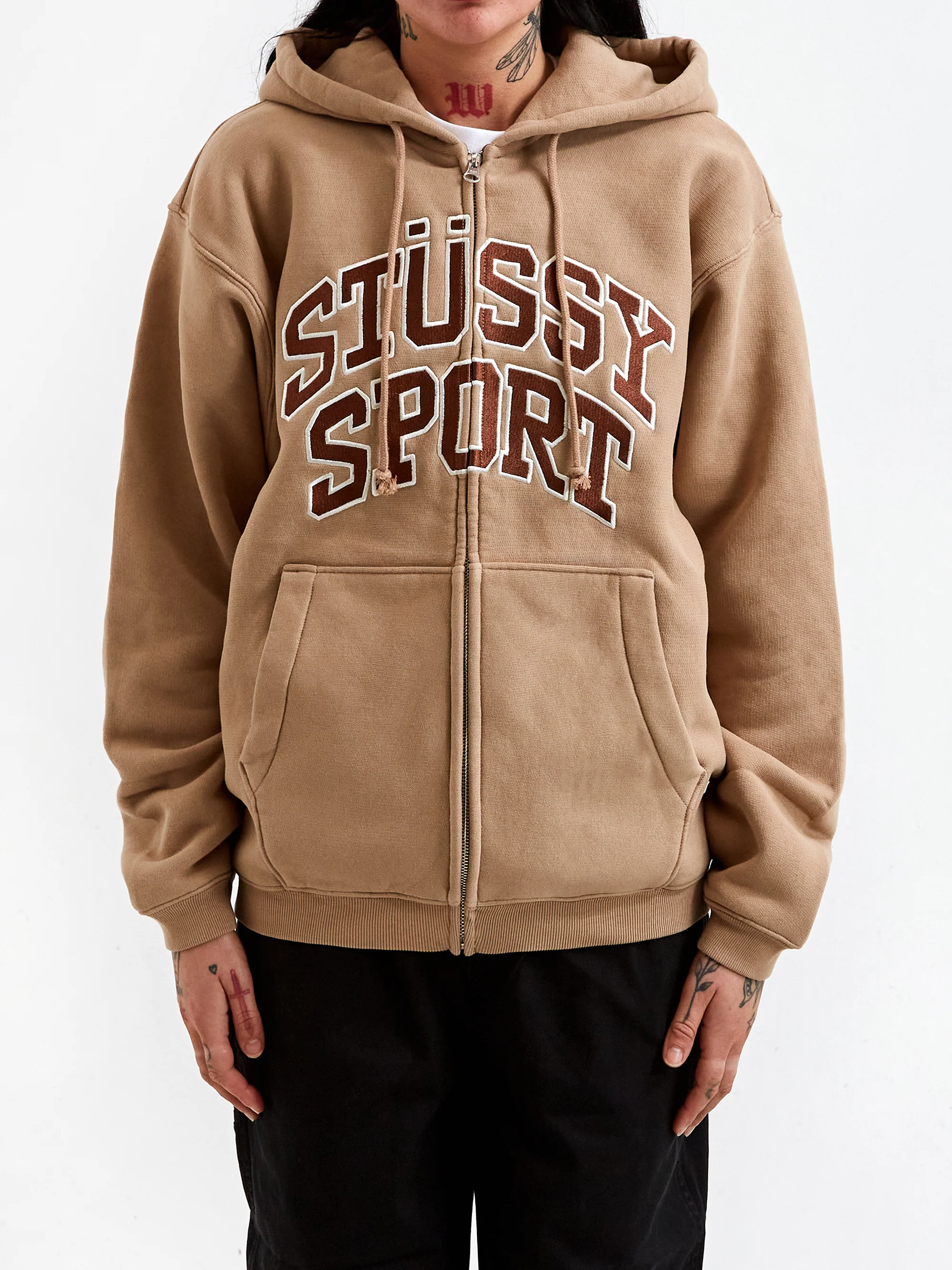 Stüssy Sport Zip Hoodie - Tan