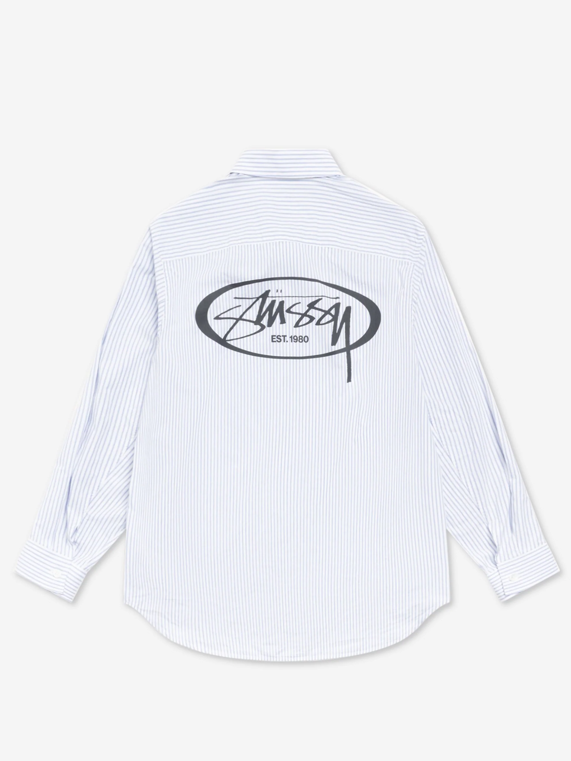 Stussy Standard Ls Shirt Logo - Blue Stripe - Image 2