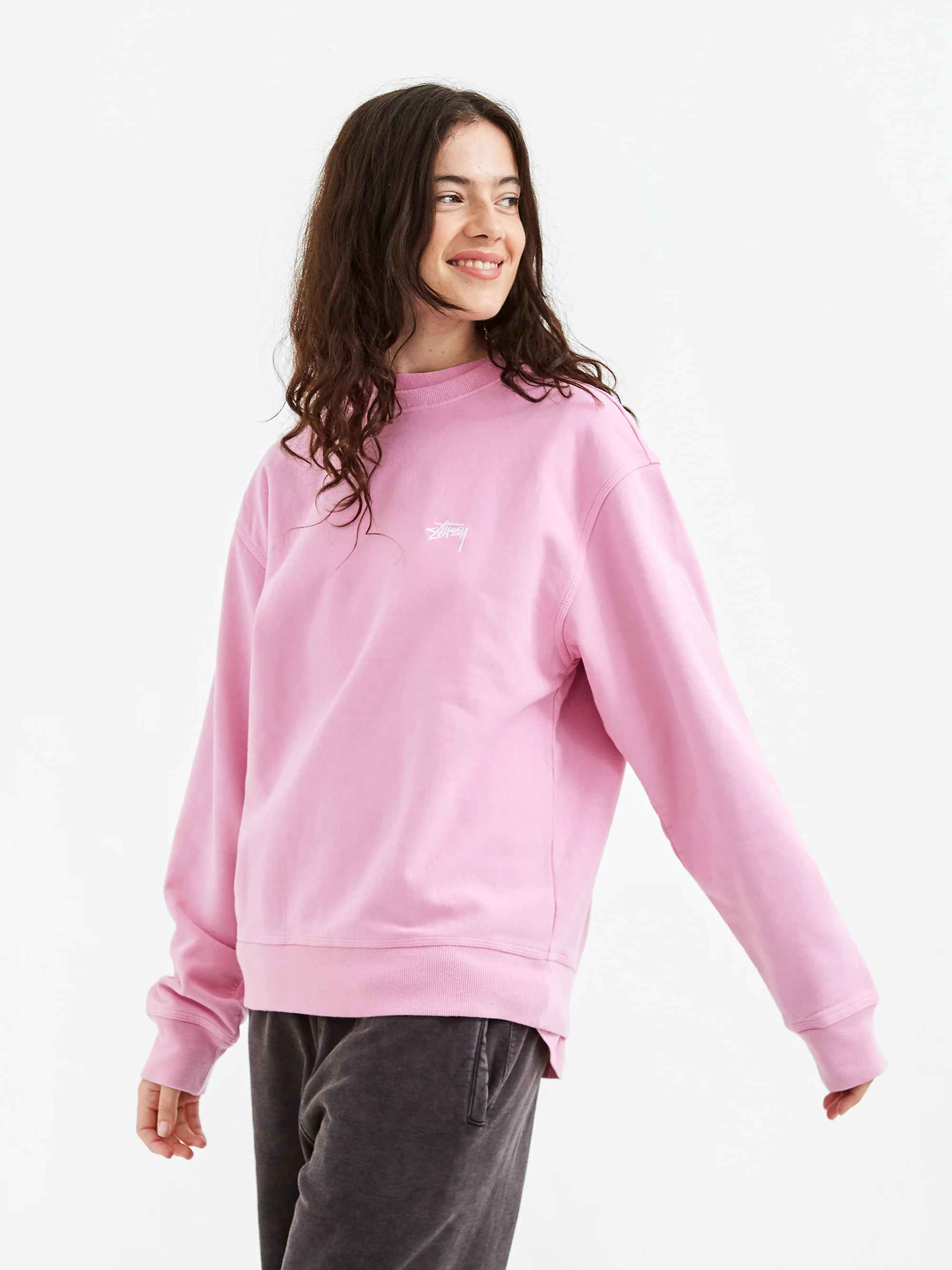 Stussy Stock Logo Crew - Pink