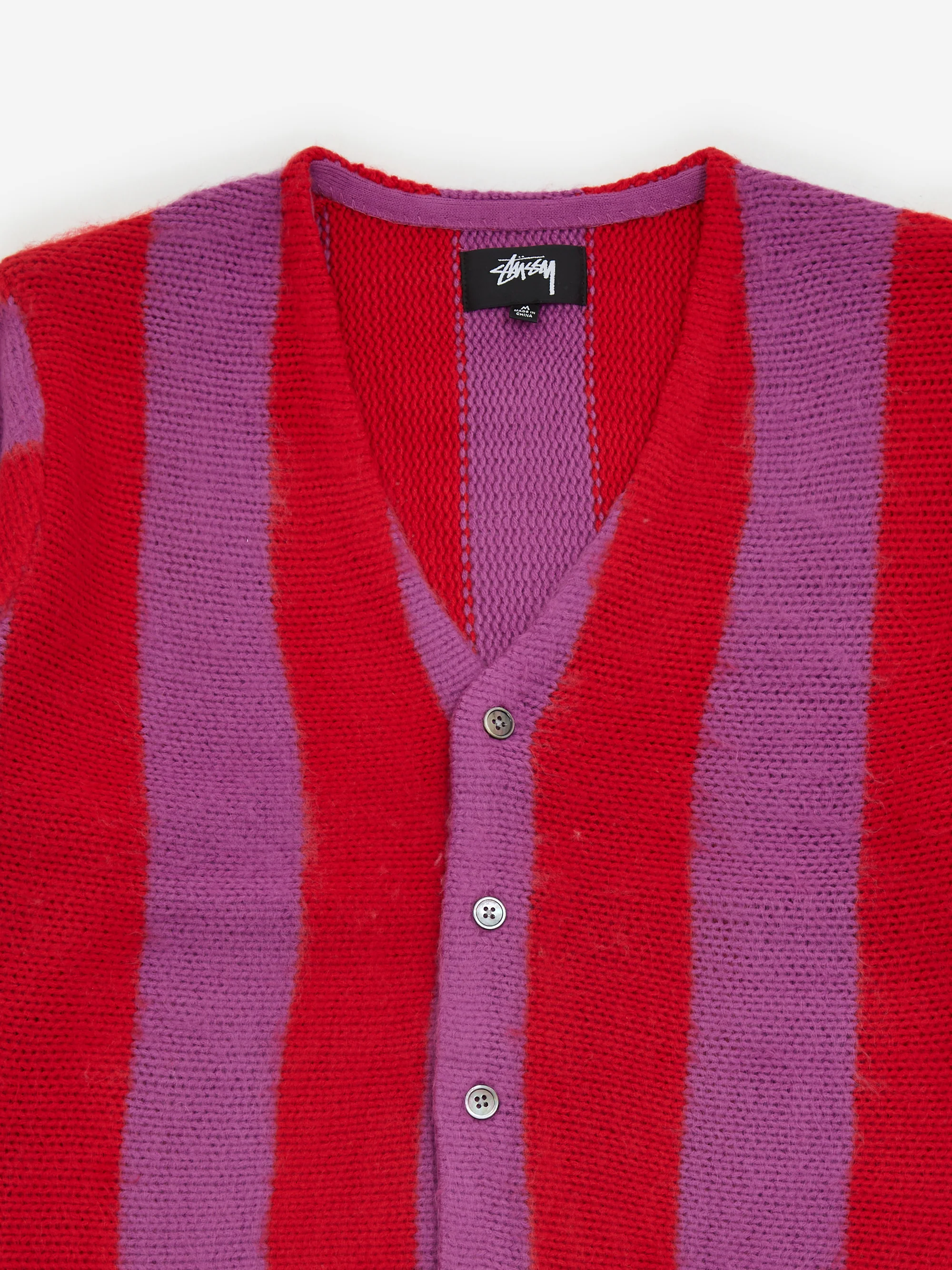 Stussy Stripe Brushed Cardigan - Purple - Image 3