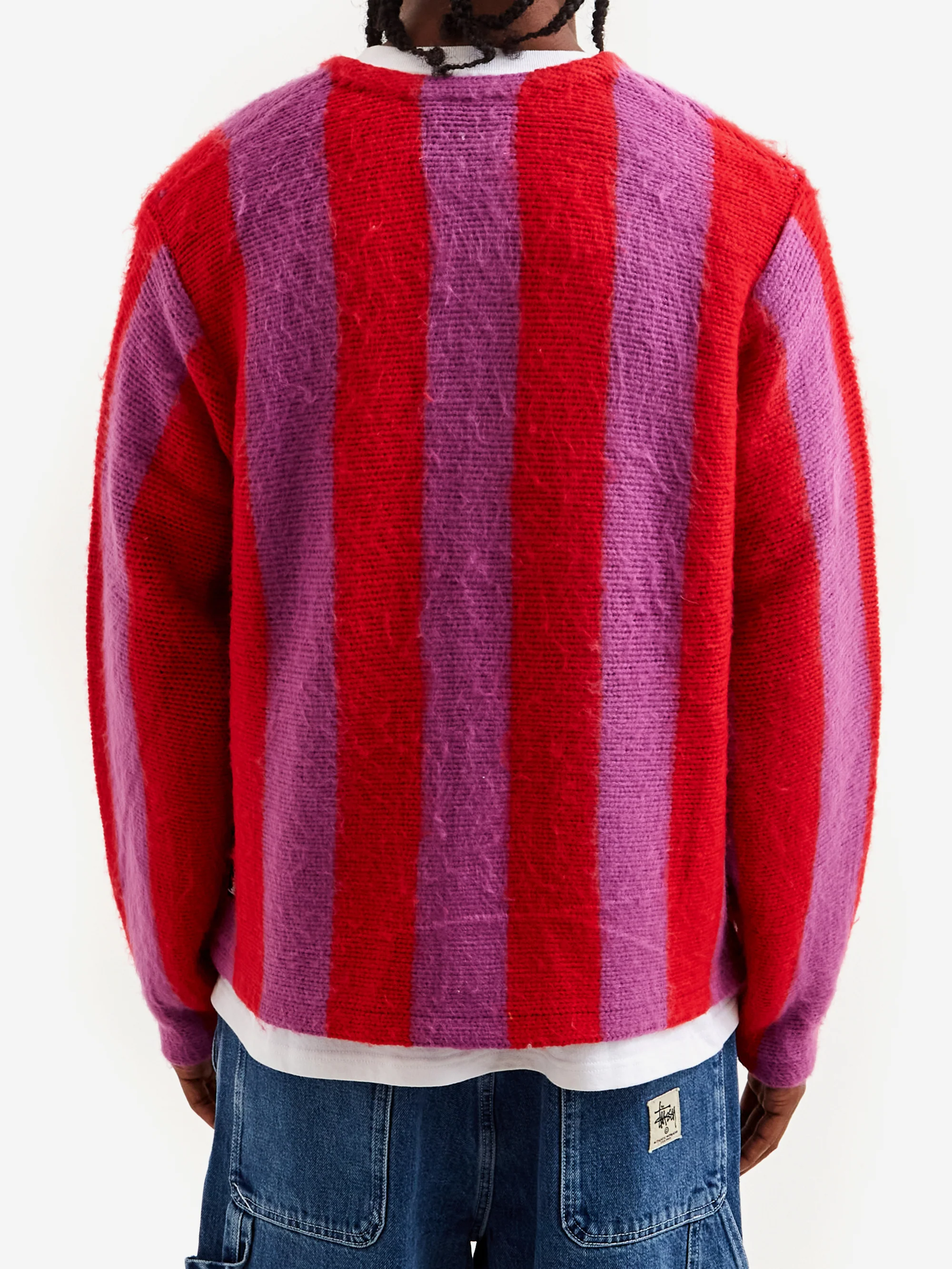 Stussy Stripe Brushed Cardigan - Purple - Image 7