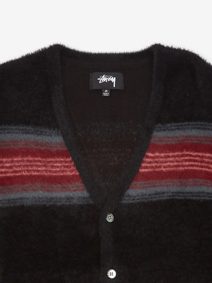 Stussy Stripe Shaggy Cardigan - Black - Image 2
