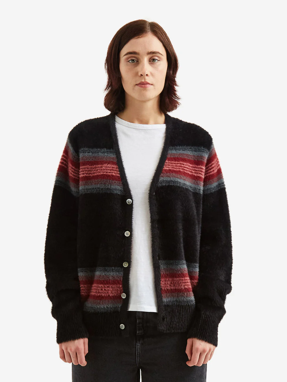 Stussy Stripe Shaggy Cardigan W - Black