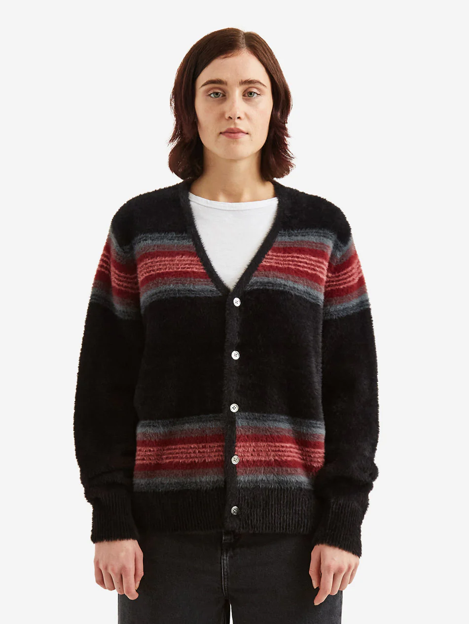 Stussy Stripe Shaggy Cardigan W - Black - Image 4