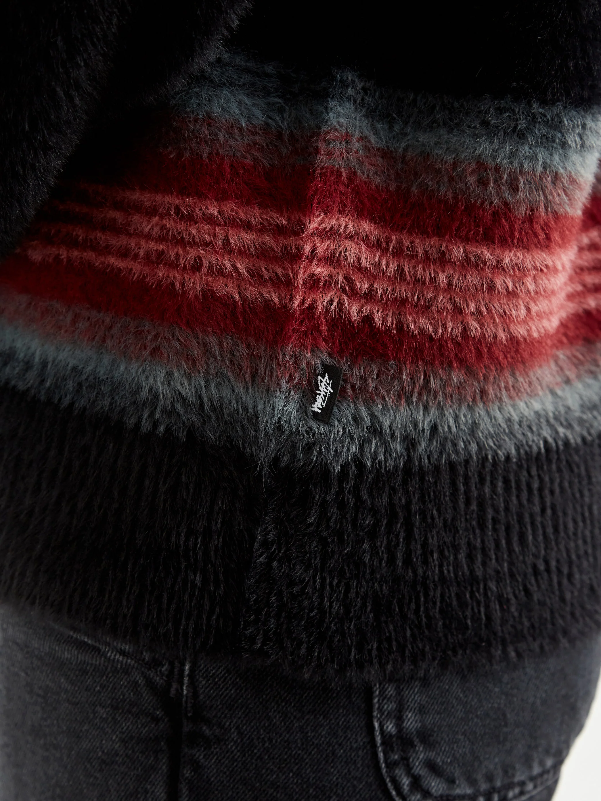 Stussy Stripe Shaggy Cardigan W - Black - Image 5