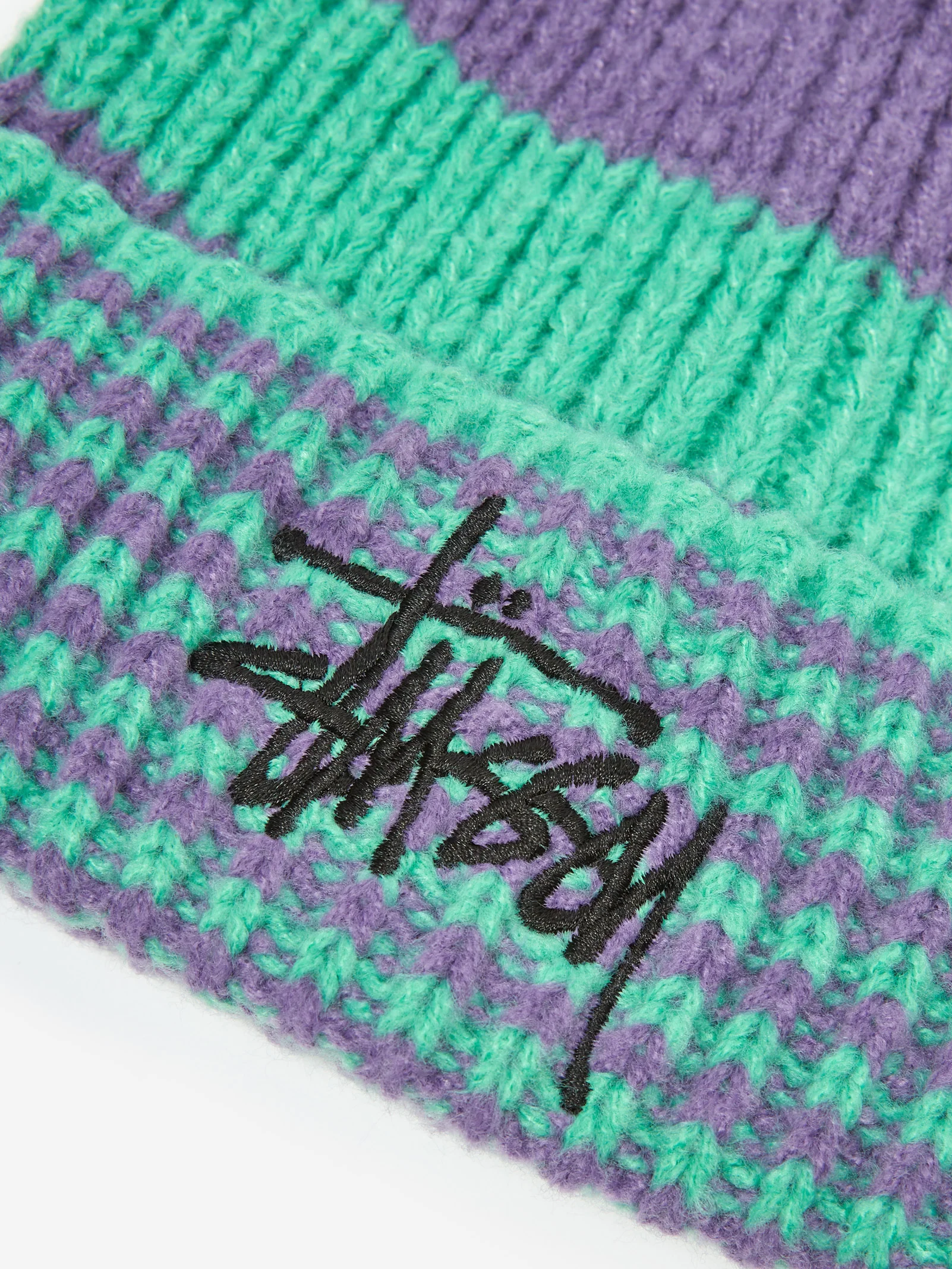 Stussy Striped Big Basic Beanie - Green - Image 2