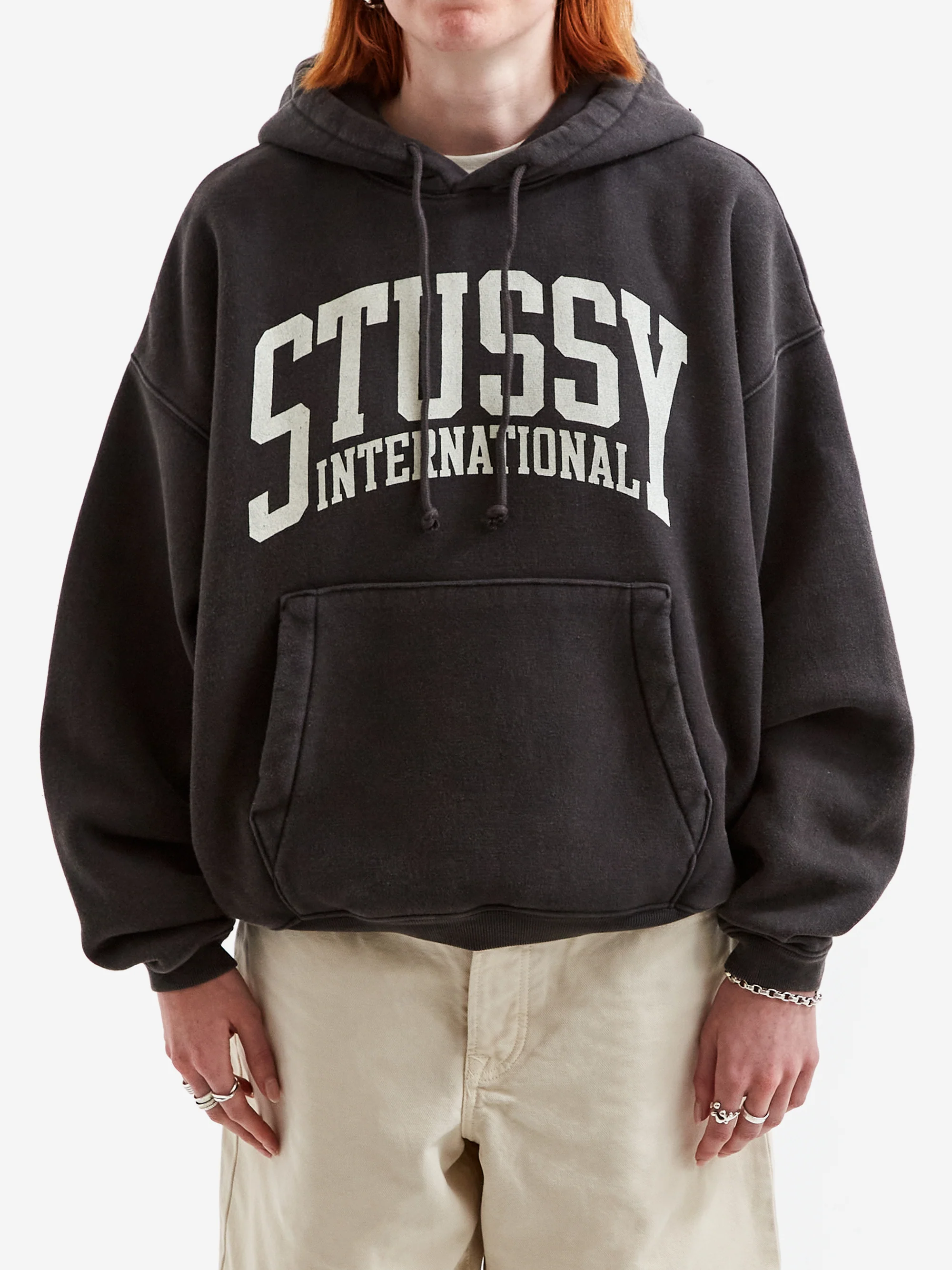 Stussy International Relaxed Hoodie W - Washed Black
