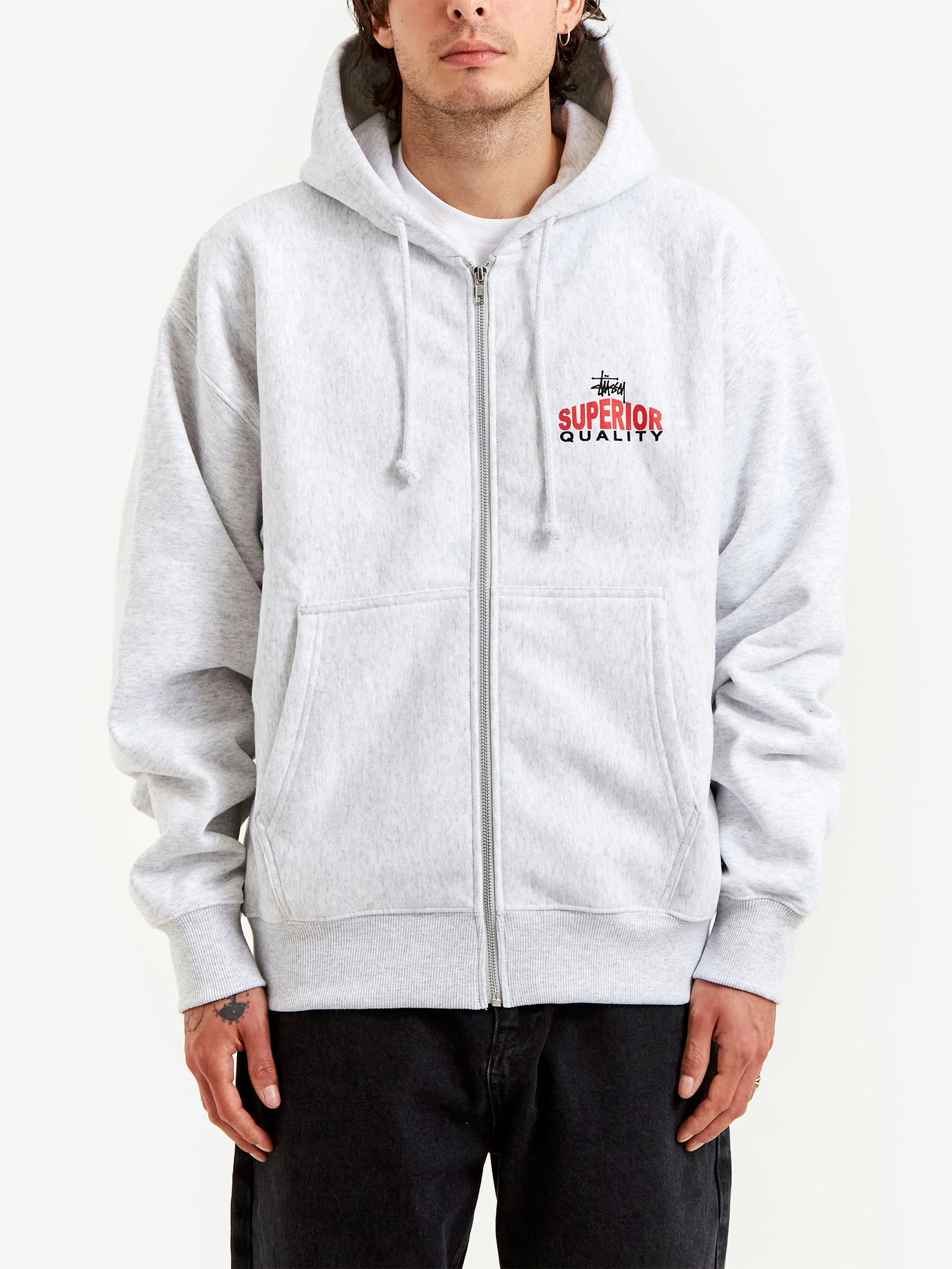 Stussy Superior Quality Zip Hood - Ash Heather - Image 3