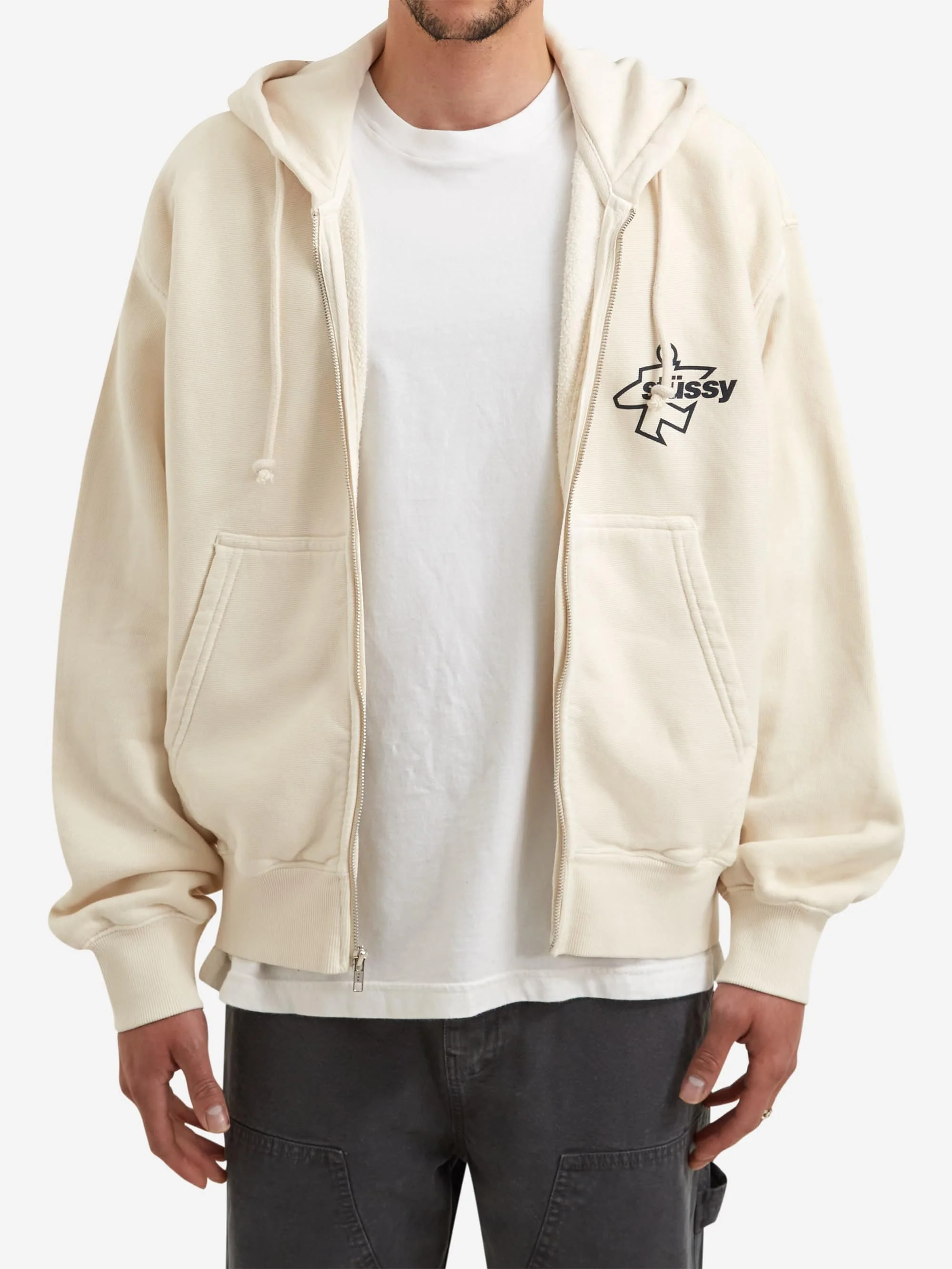 Stussy Surf Size Gar. Dyed Zip Hood - Bone - Image 2