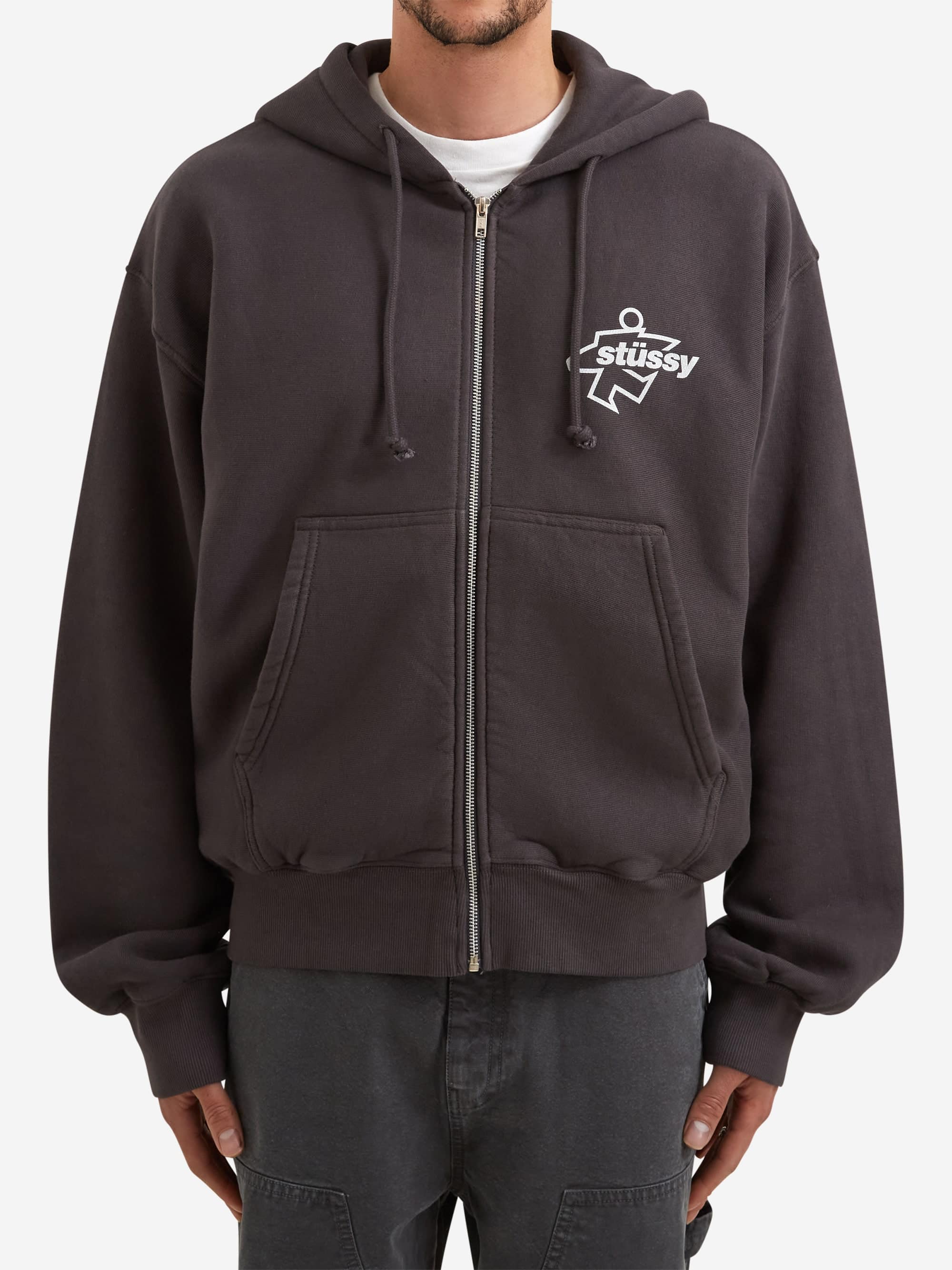 Stussy Surf Size Gar. Dyed Zip Hood - Faded Black - Image 4
