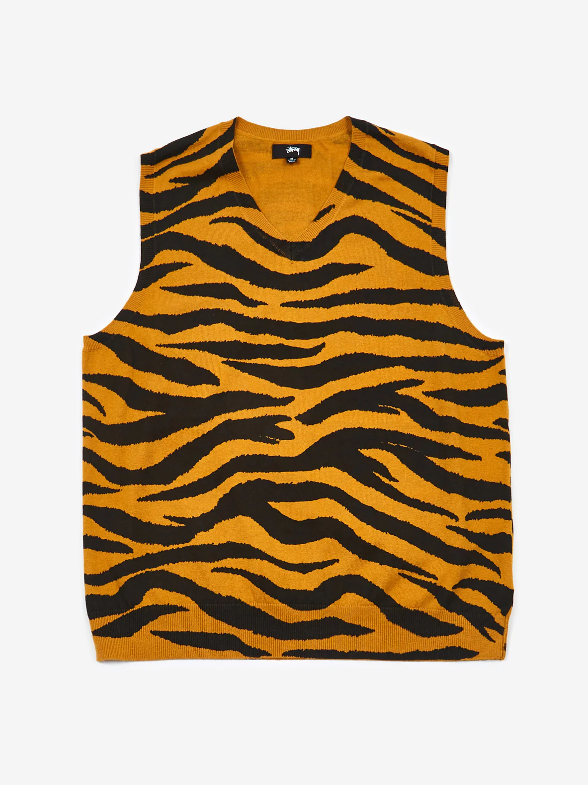 Stussy Tiger Printed Sweater Vest - Mustard