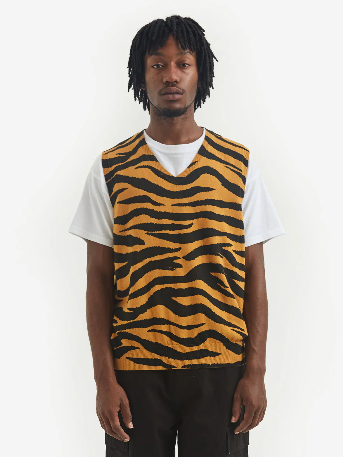 Stussy Tiger Printed Sweater Vest - Mustard - Image 4