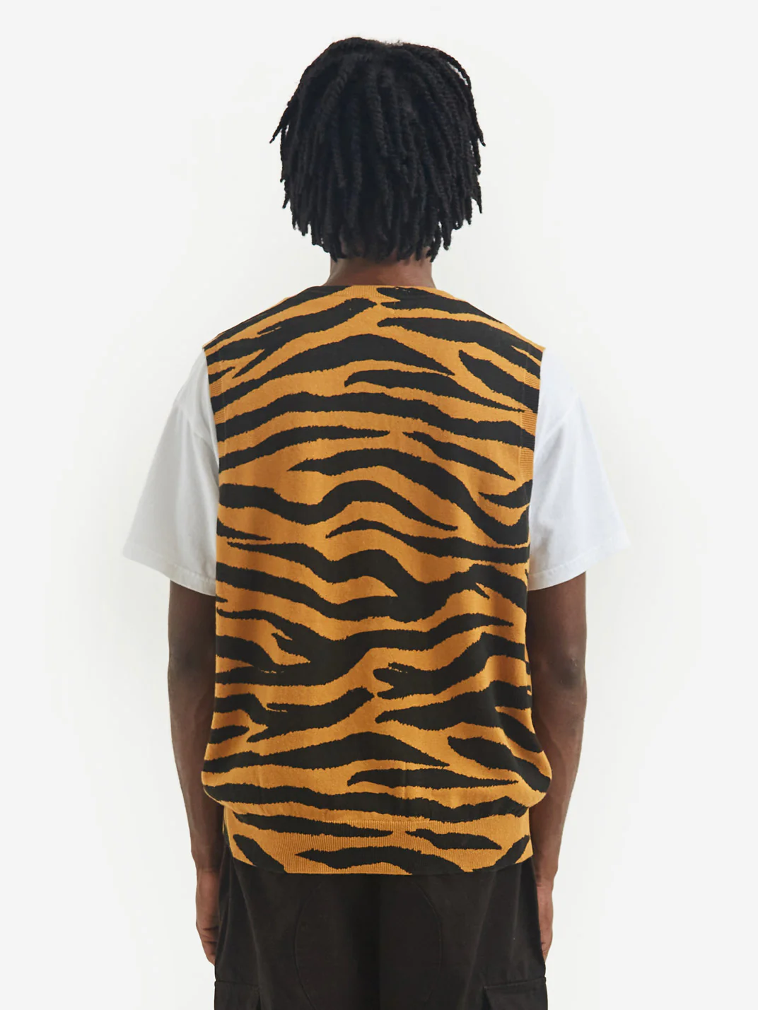 Stussy Tiger Printed Sweater Vest - Mustard - Image 6