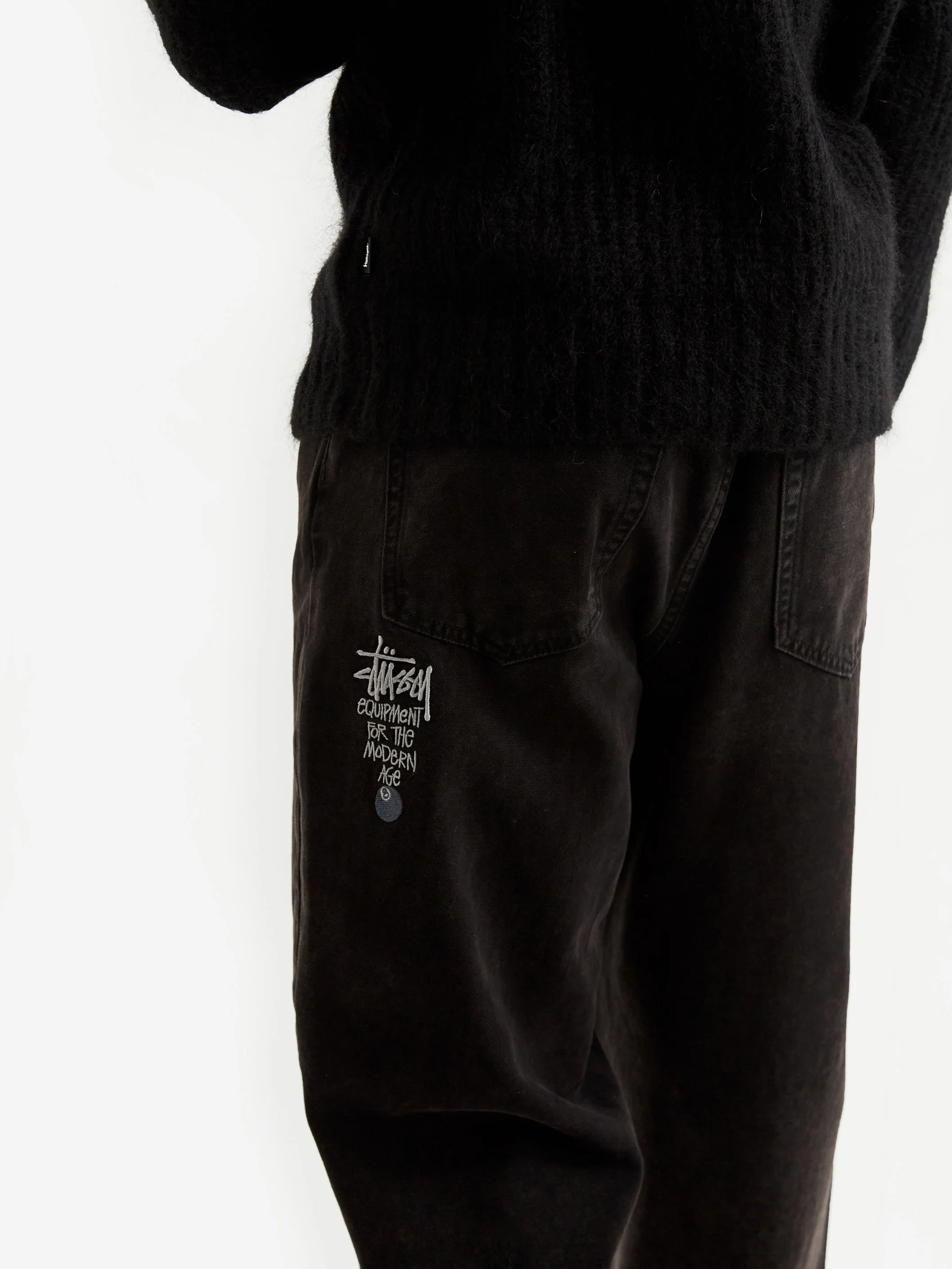 Stussy Washed Canvas Big Ol' Jeans - Black - Image 6