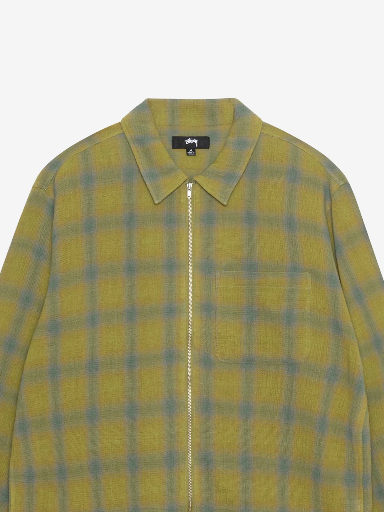 Stussy Zip Shirt Twisted Yarn Plaid - Green - Image 2