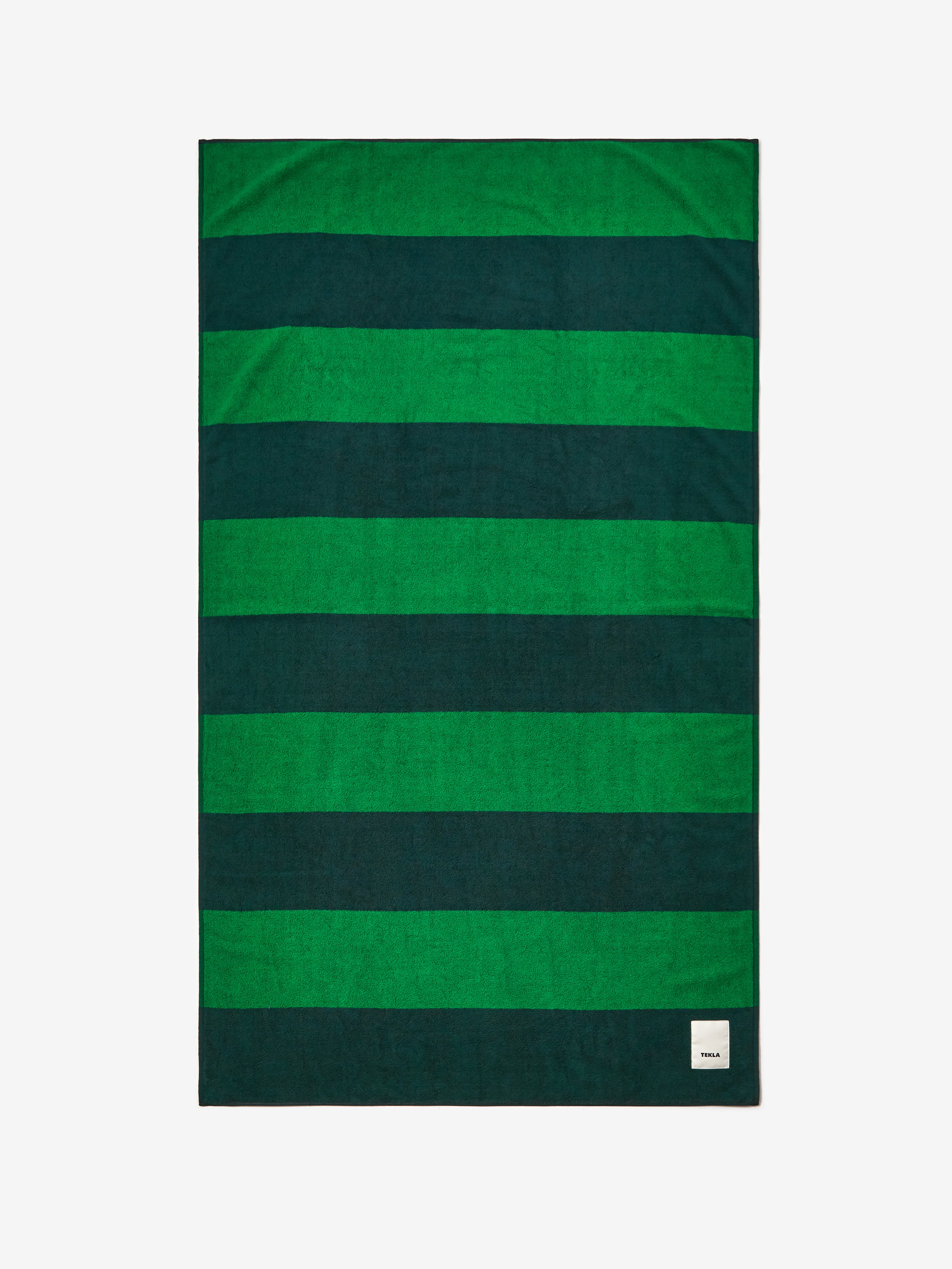 TEKLA Beach Towel 100x180cm - Green Blockstripes - Image 2