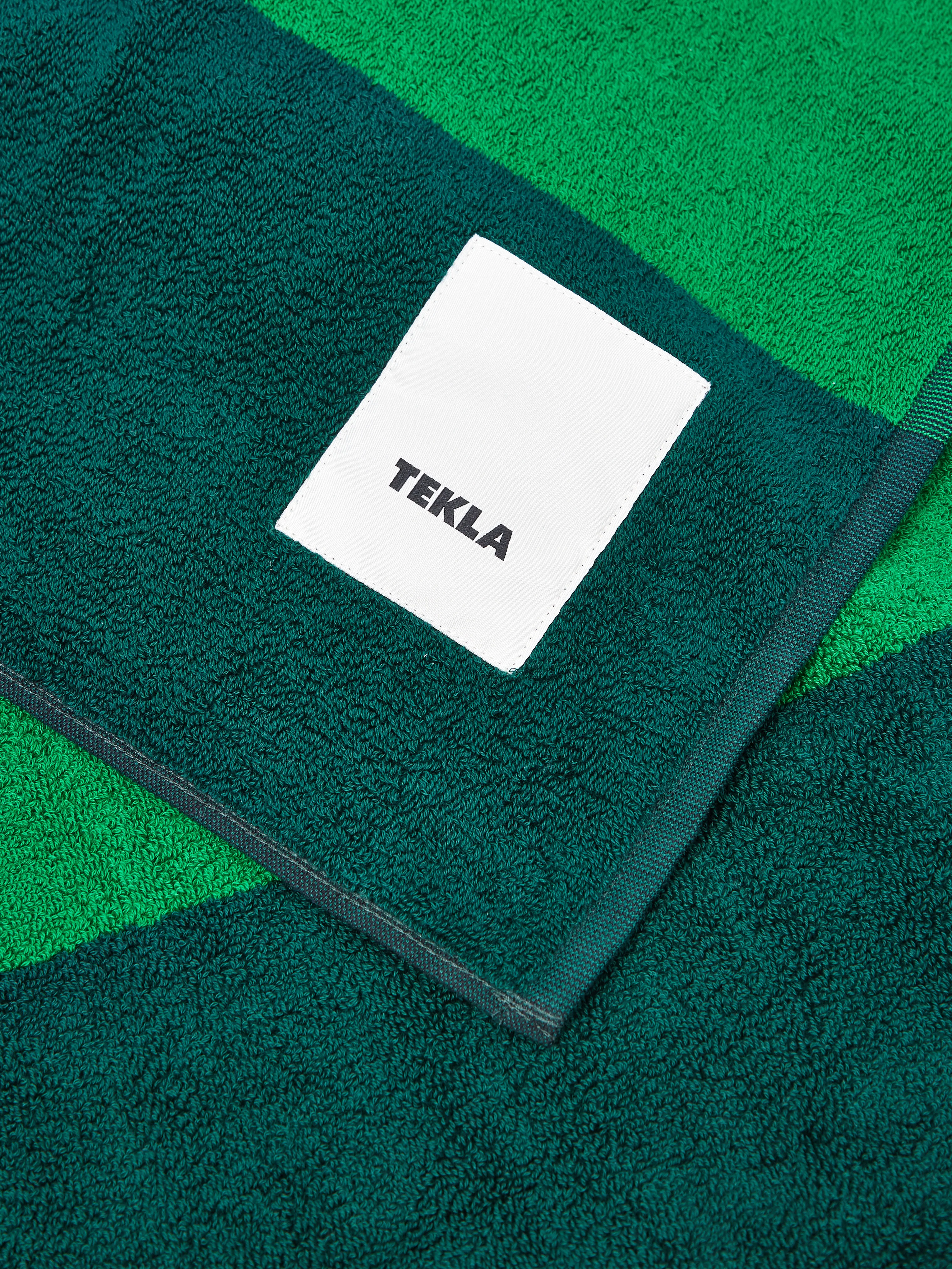 TEKLA Beach Towel 100x180cm - Green Blockstripes - Image 3